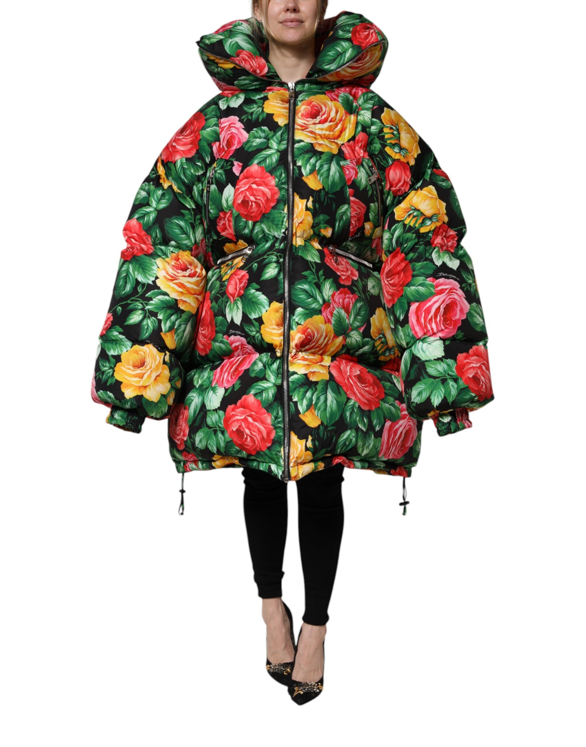 Dolce & Gabbana Multicolor Floral Puffer Hooded Jacket Dolce & Gabbana