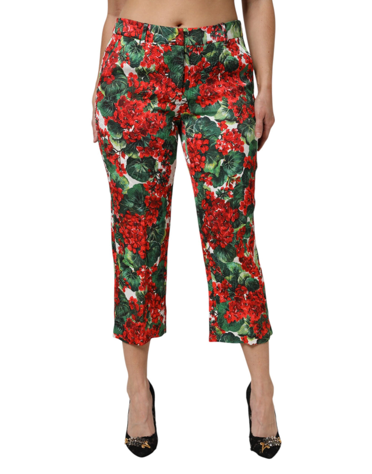 Dolce & Gabbana Multicolor Floral Print Cropped Pants