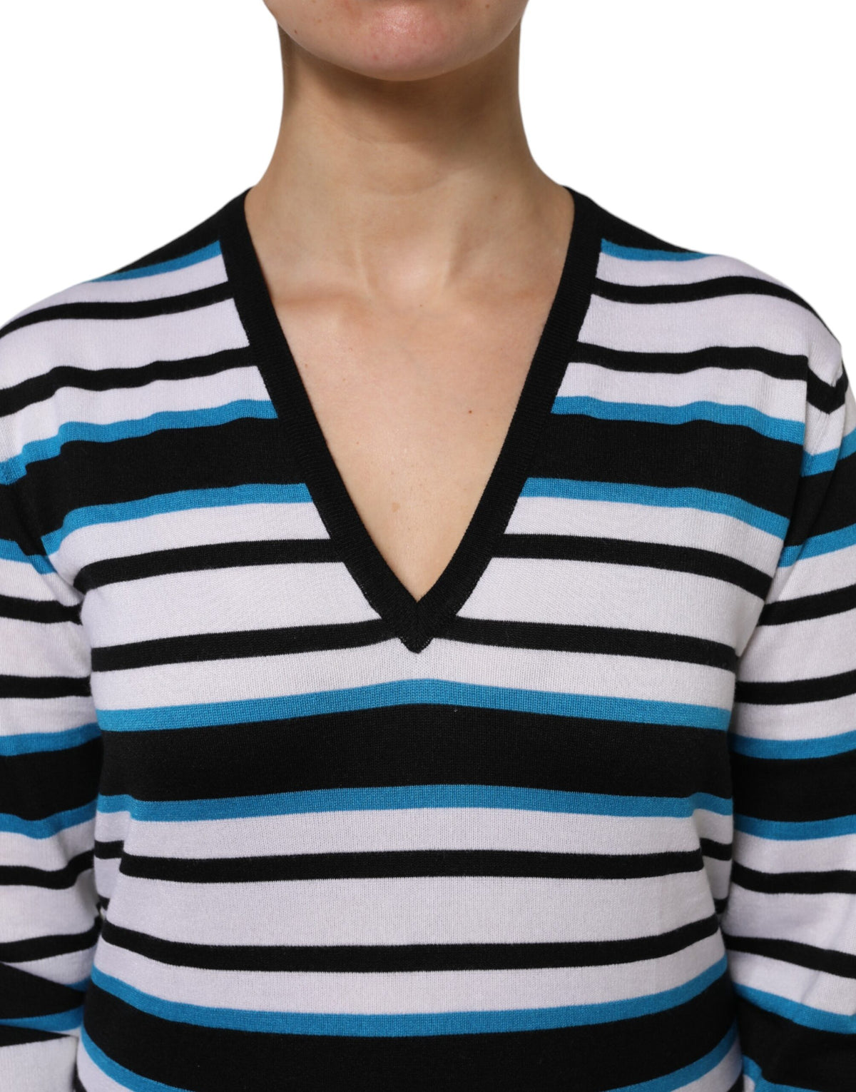Dolce & Gabbana Multicolor Stripes Long Sleeves V-neck Top