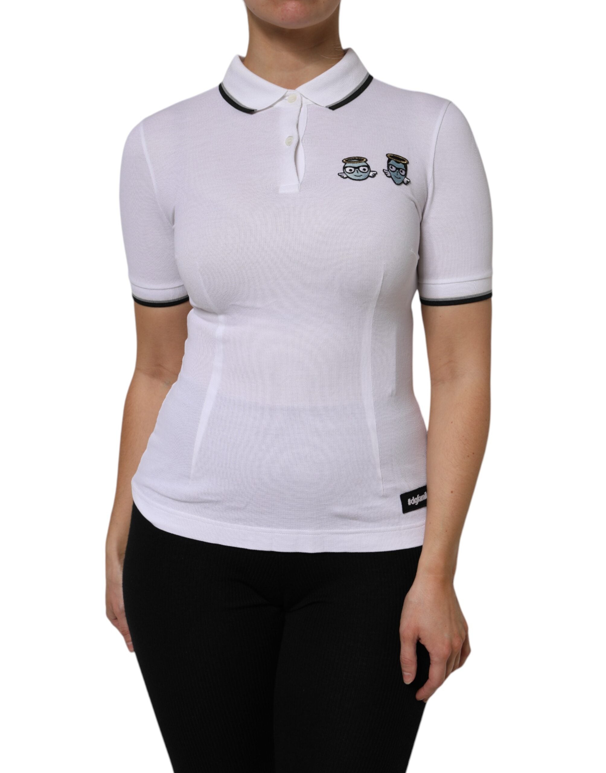 Dolce & Gabbana White Cotton Short Sleeves Collared Polo Top Dolce & Gabbana