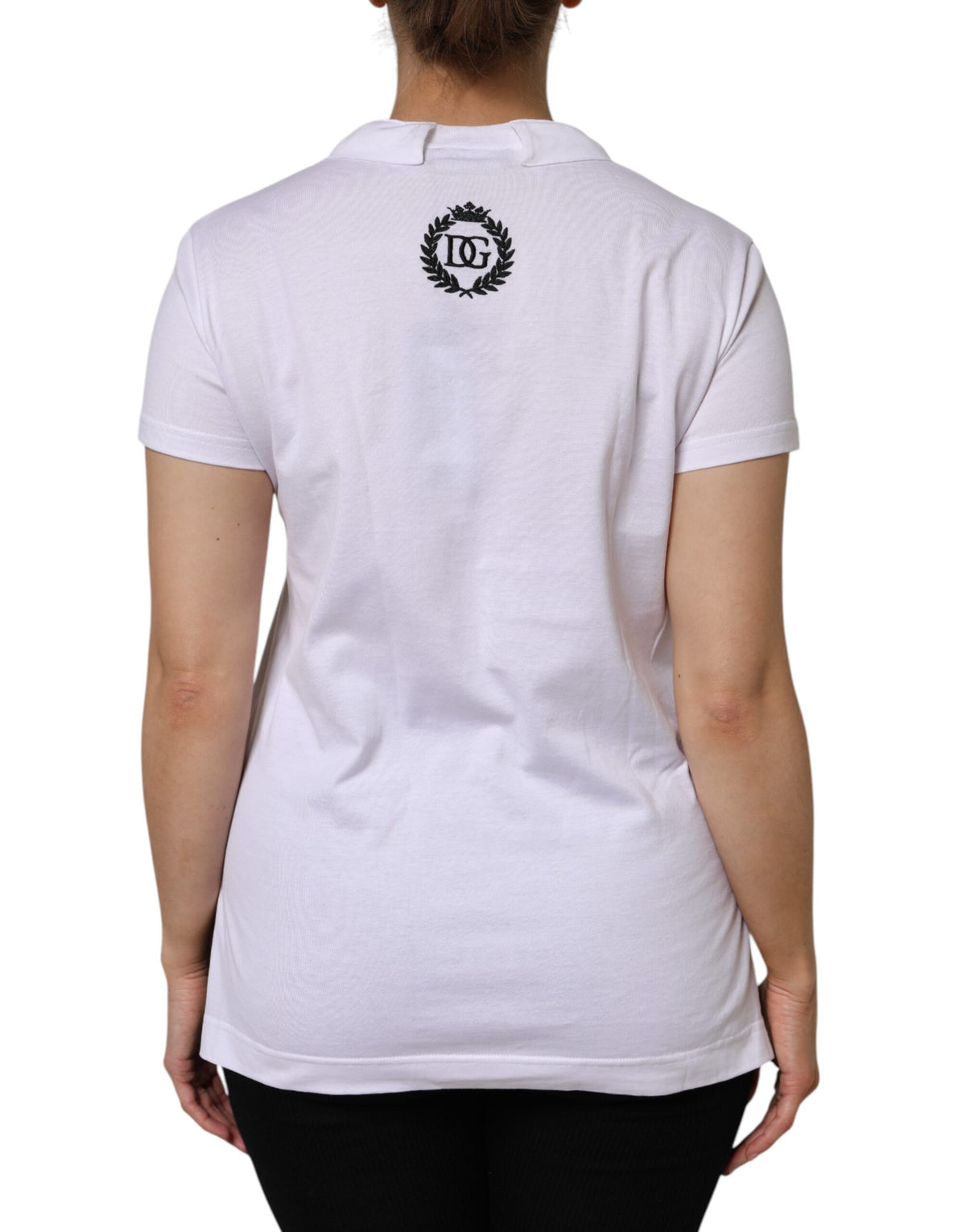 Dolce & Gabbana White Cotton Short Sleeve V-Neck Top T-shirt