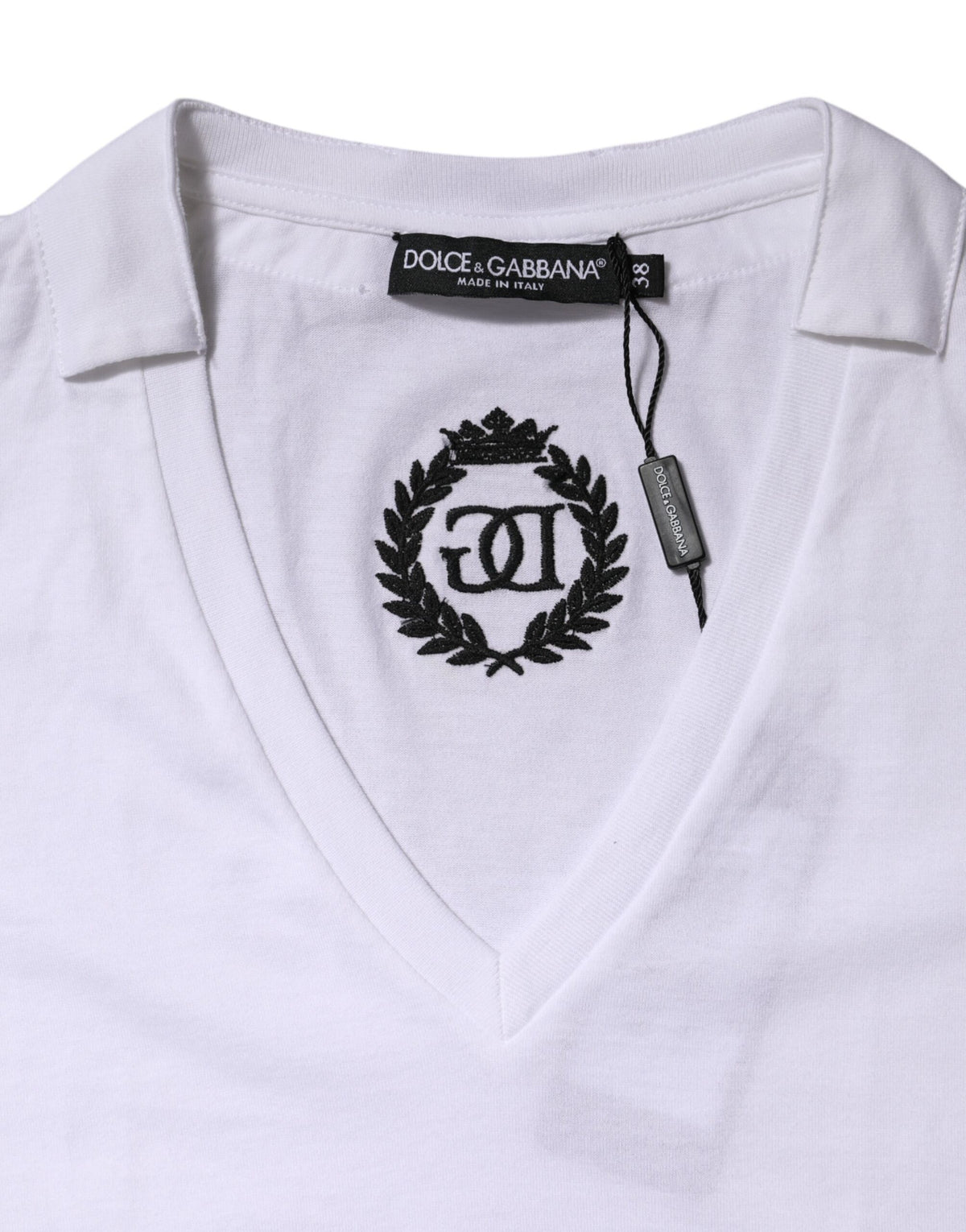 Dolce & Gabbana White Cotton Short Sleeve V-Neck Top T-shirt