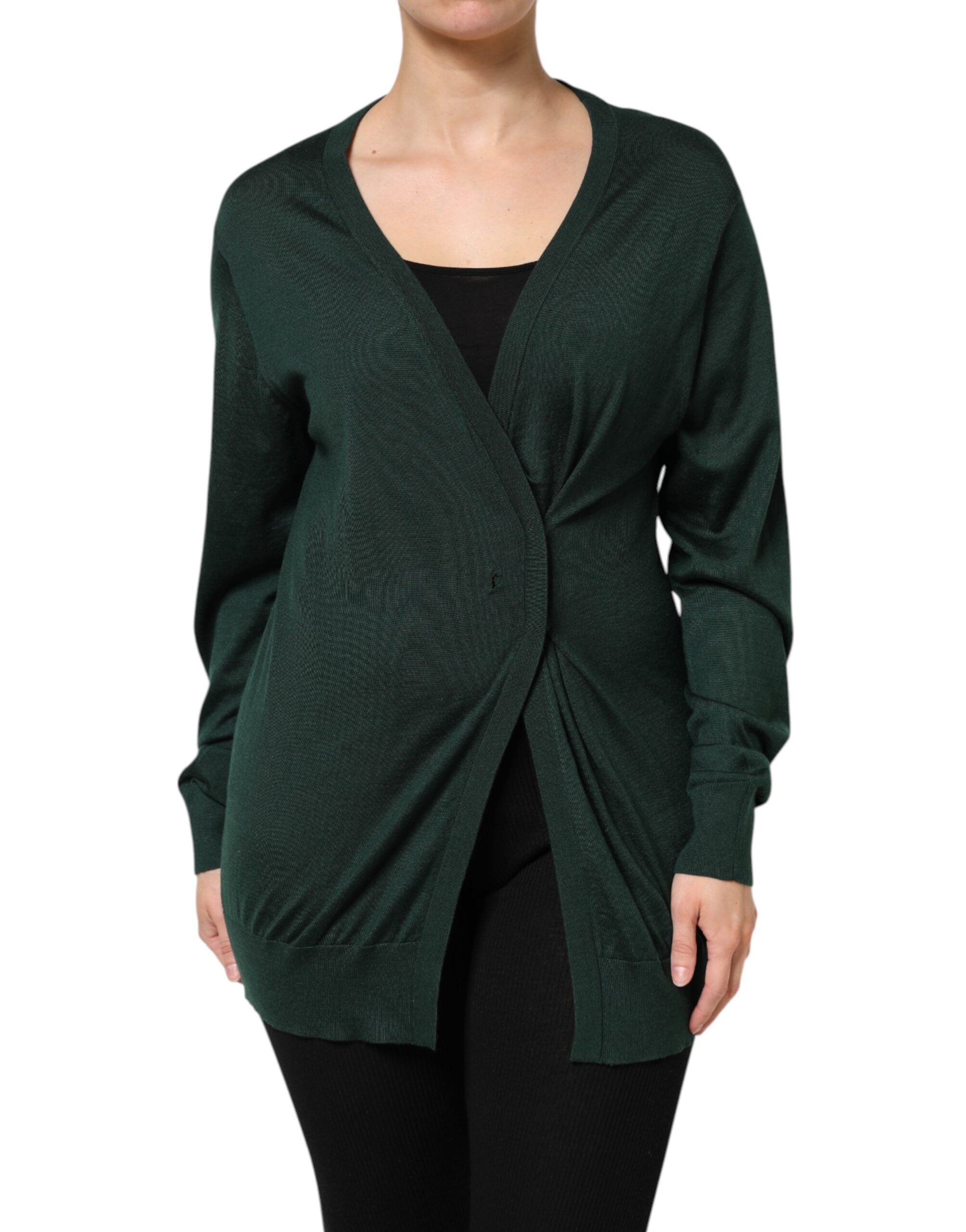 Dolce & Gabbana Dark Green Cashmere Silk Cardigan Sweater Dolce & Gabbana