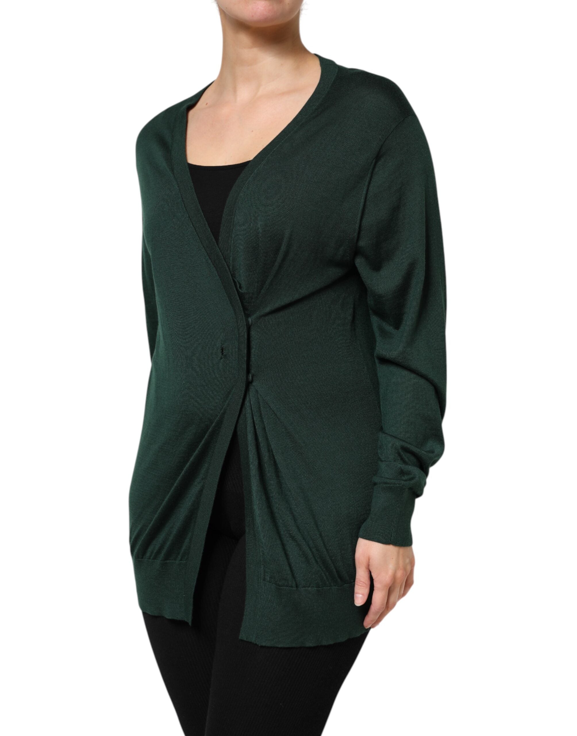 Dolce & Gabbana Dark Green Cashmere Silk Cardigan Sweater Dolce & Gabbana