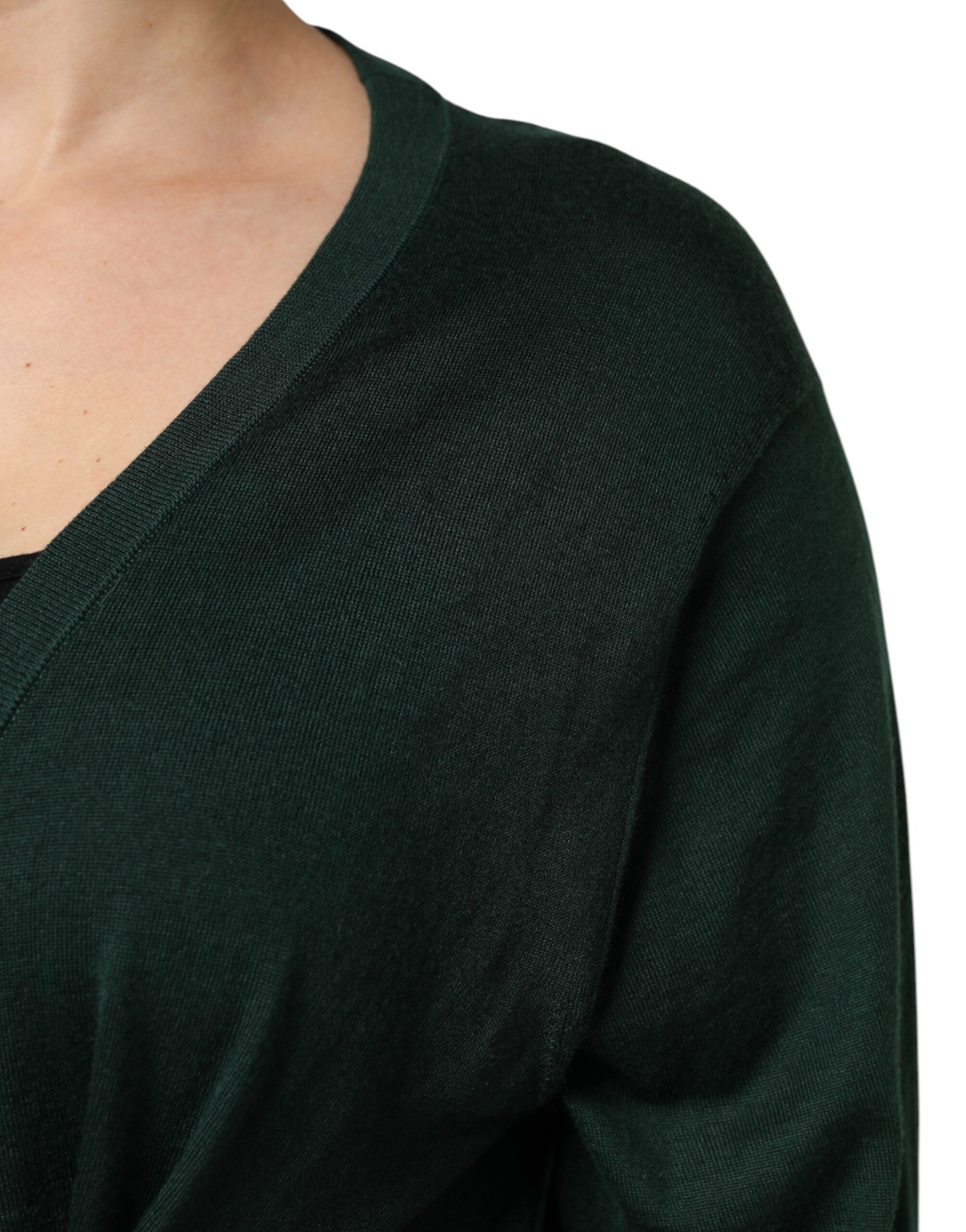 Dolce & Gabbana Dark Green Cashmere Silk Cardigan Sweater Dolce & Gabbana