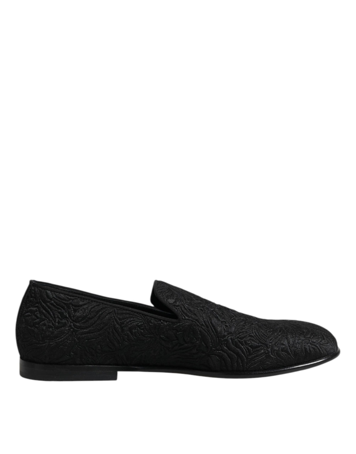Dolce & Gabbana Black Jacquard Slip On Loafers Formal Shoes
