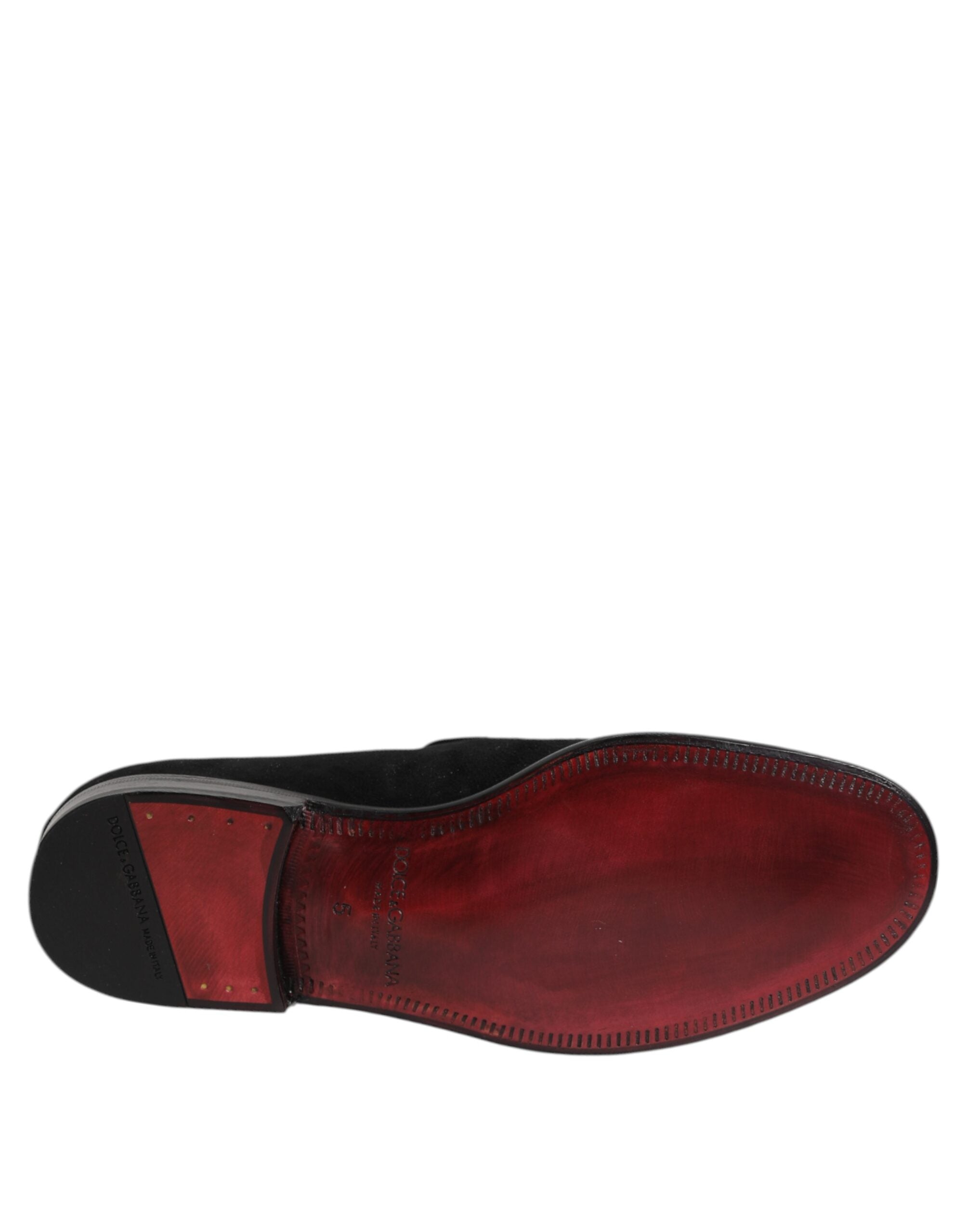 Dolce & Gabbana Black Suede Slip On Loafers Formal Shoes Dolce & Gabbana