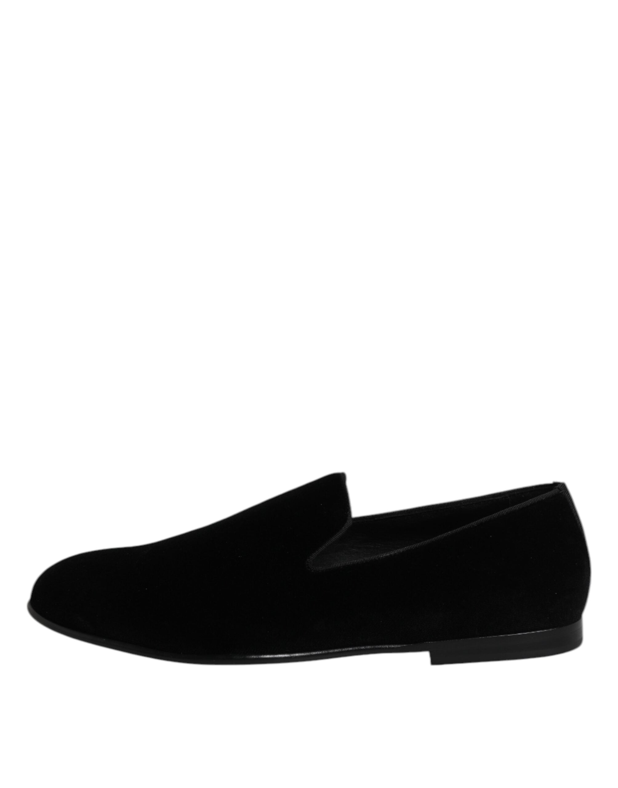 Dolce & Gabbana Black Velvet Slip On Loafers Formal Shoes Dolce & Gabbana