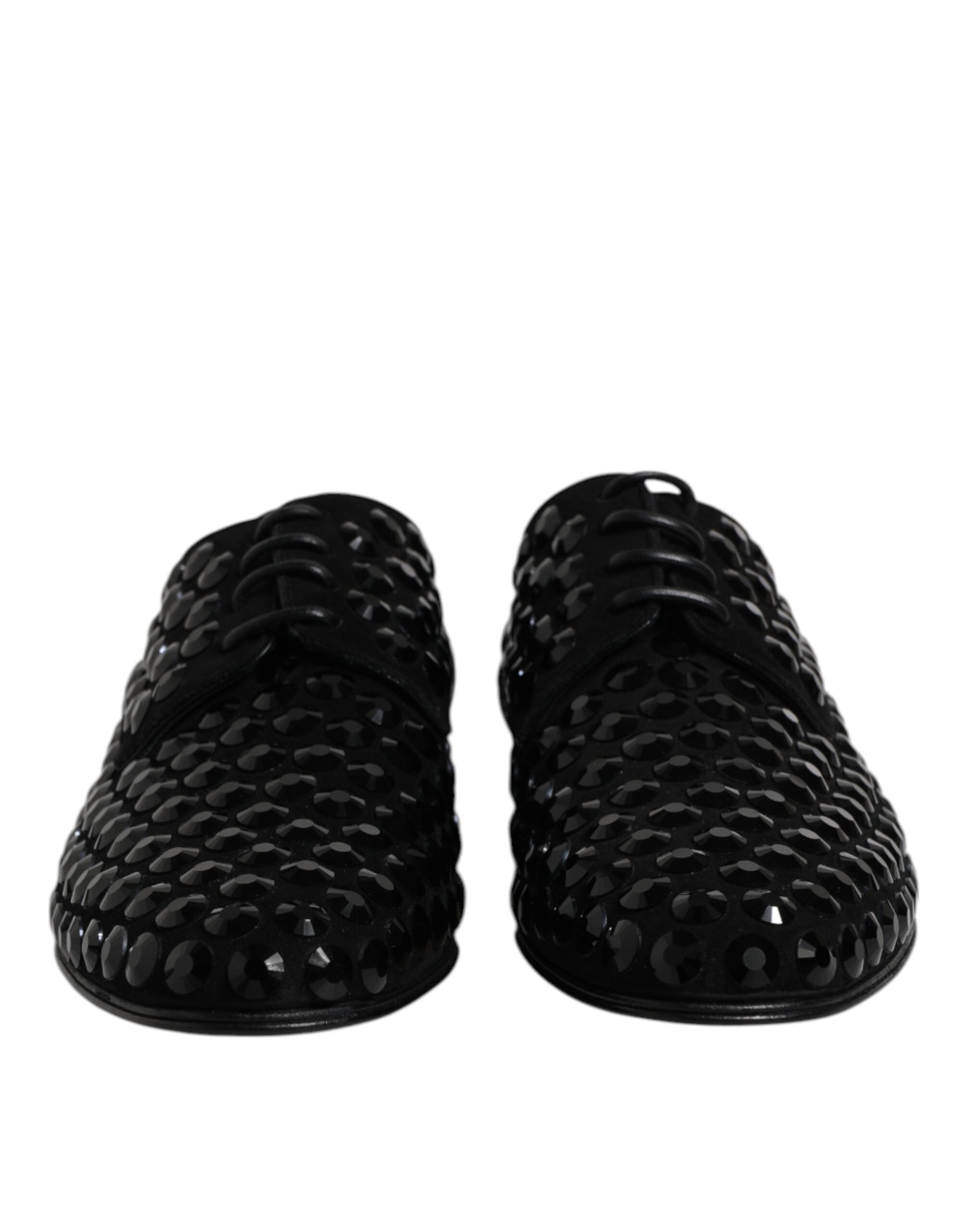 Dolce & Gabbana Black Suede Strass Derby Formal Shoes Dolce & Gabbana