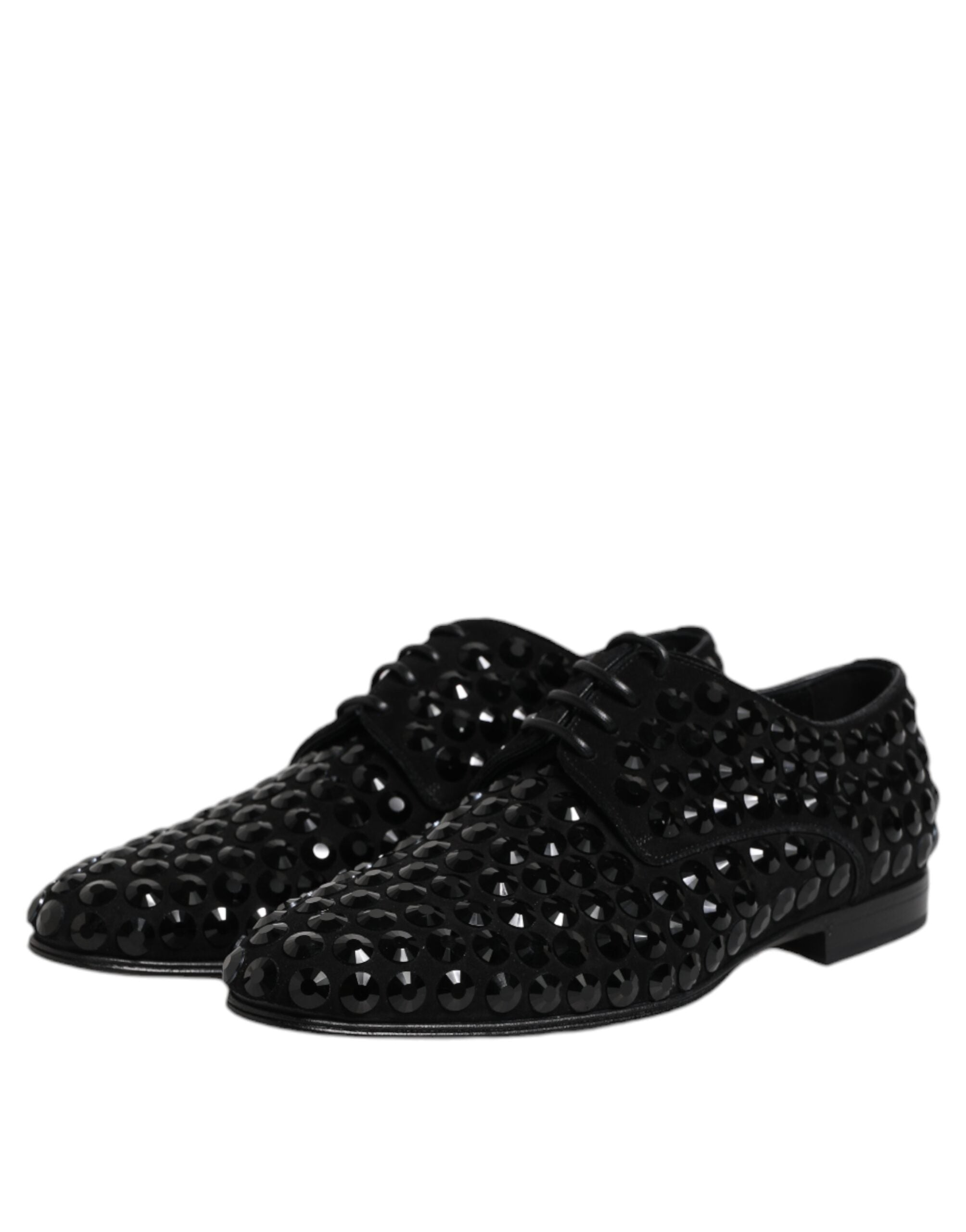 Dolce & Gabbana Black Suede Strass Derby Formal Shoes Dolce & Gabbana