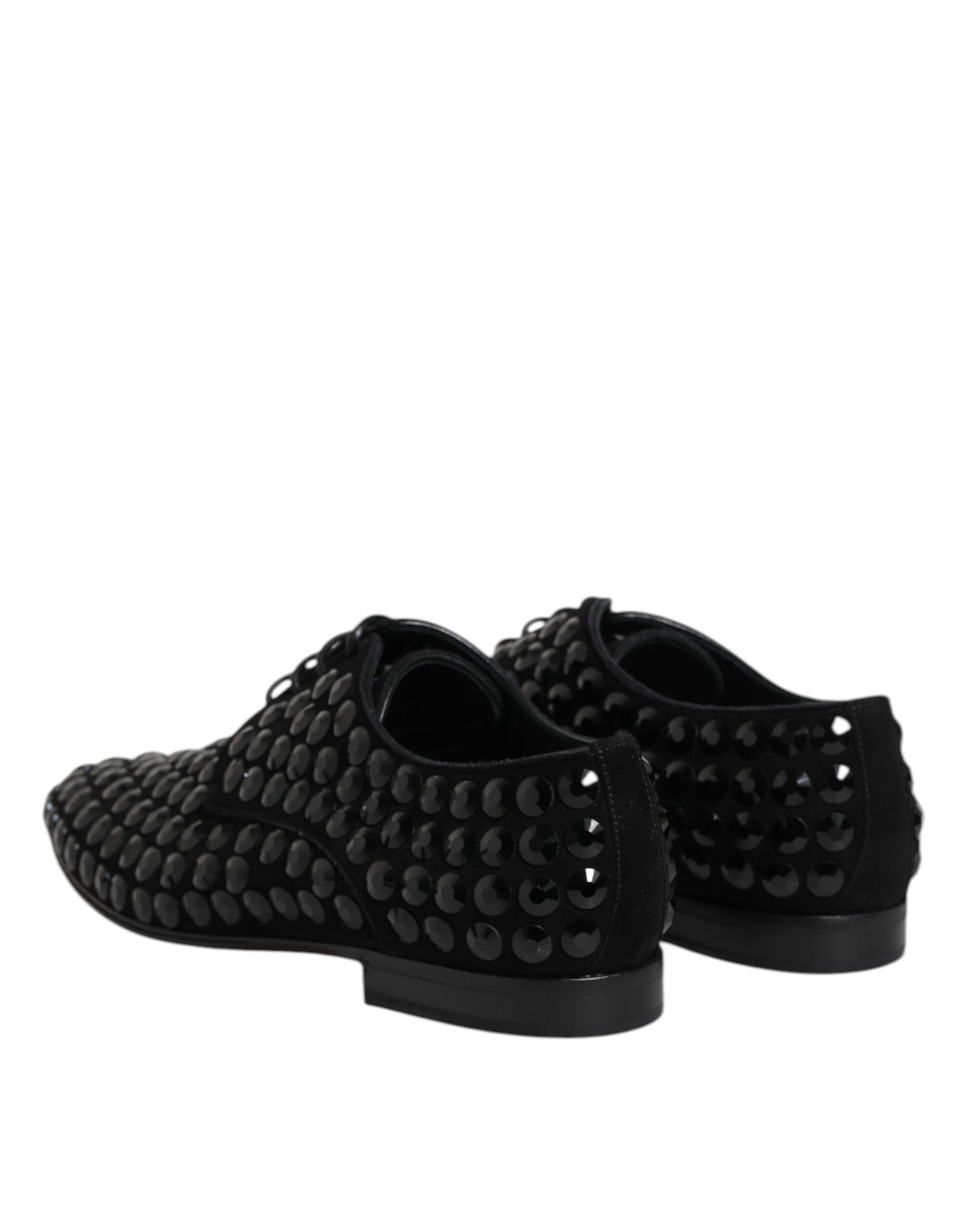 Dolce & Gabbana Black Suede Strass Derby Formal Shoes Dolce & Gabbana