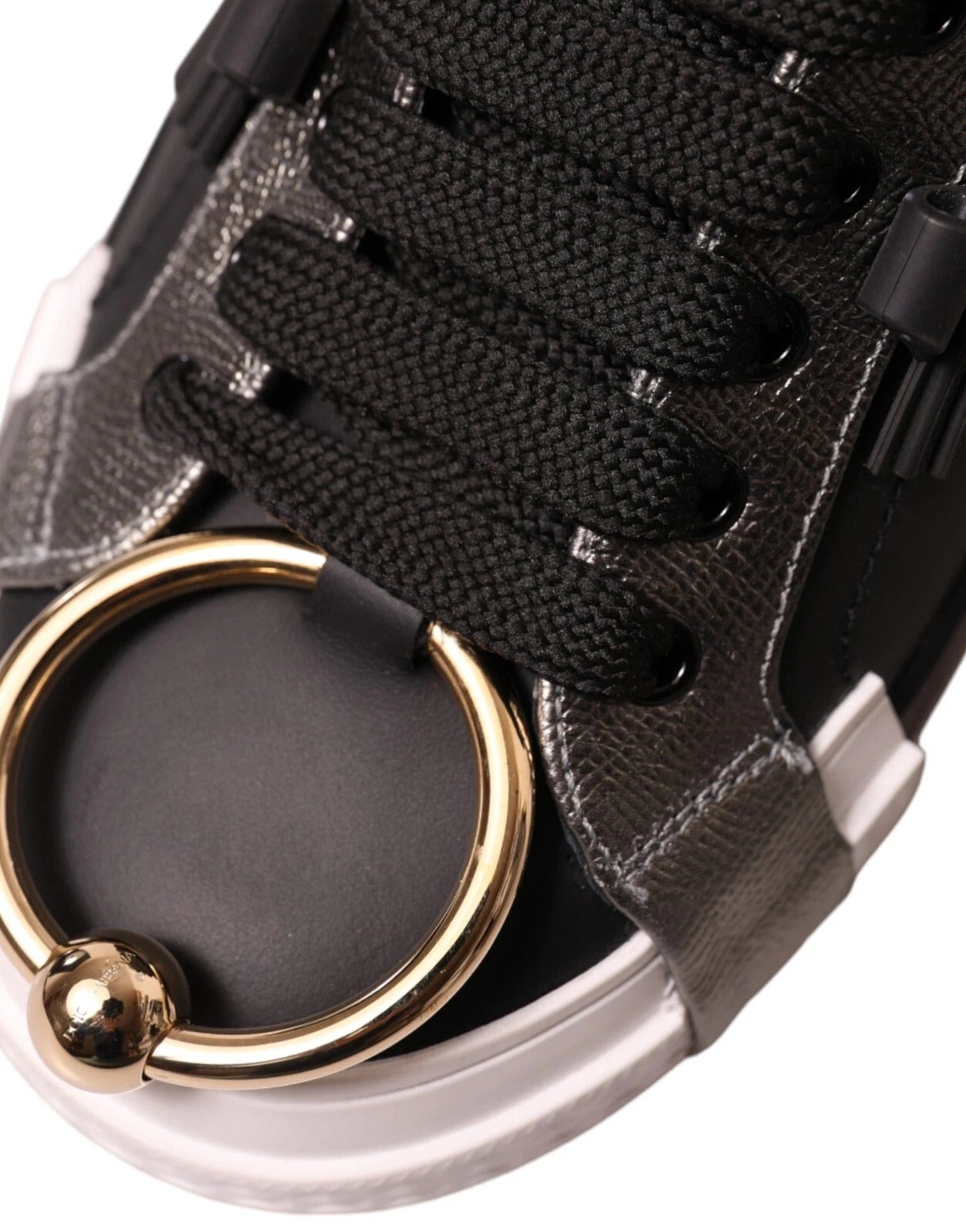 Dolce & Gabbana Black Leather Low Top Sneakers Portofino Shoes Dolce & Gabbana
