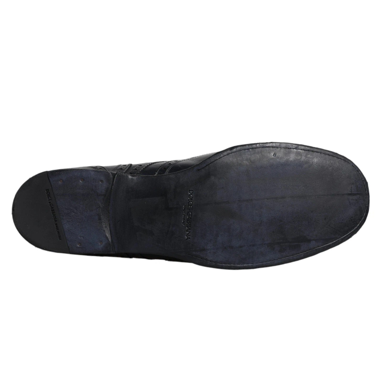 Dolce & Gabbana Dark Blue Leather Derby Wingtip Formal Shoes Dolce & Gabbana