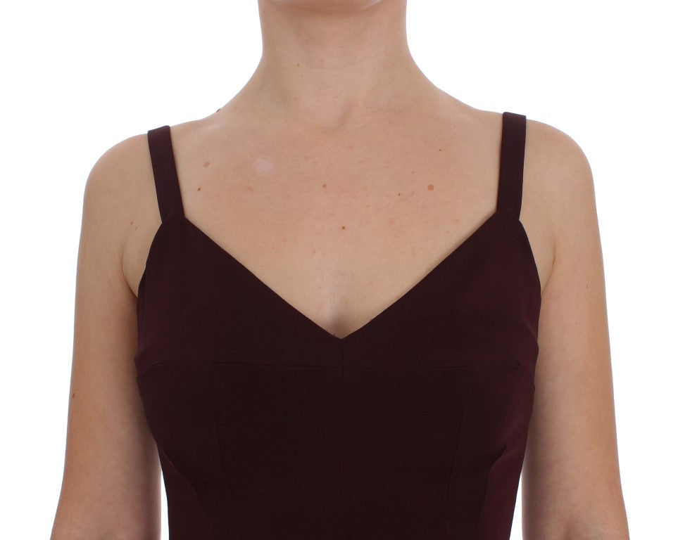 Dolce & Gabbana Bordeaux Stretch Full Length Sheath Dress Dolce & Gabbana