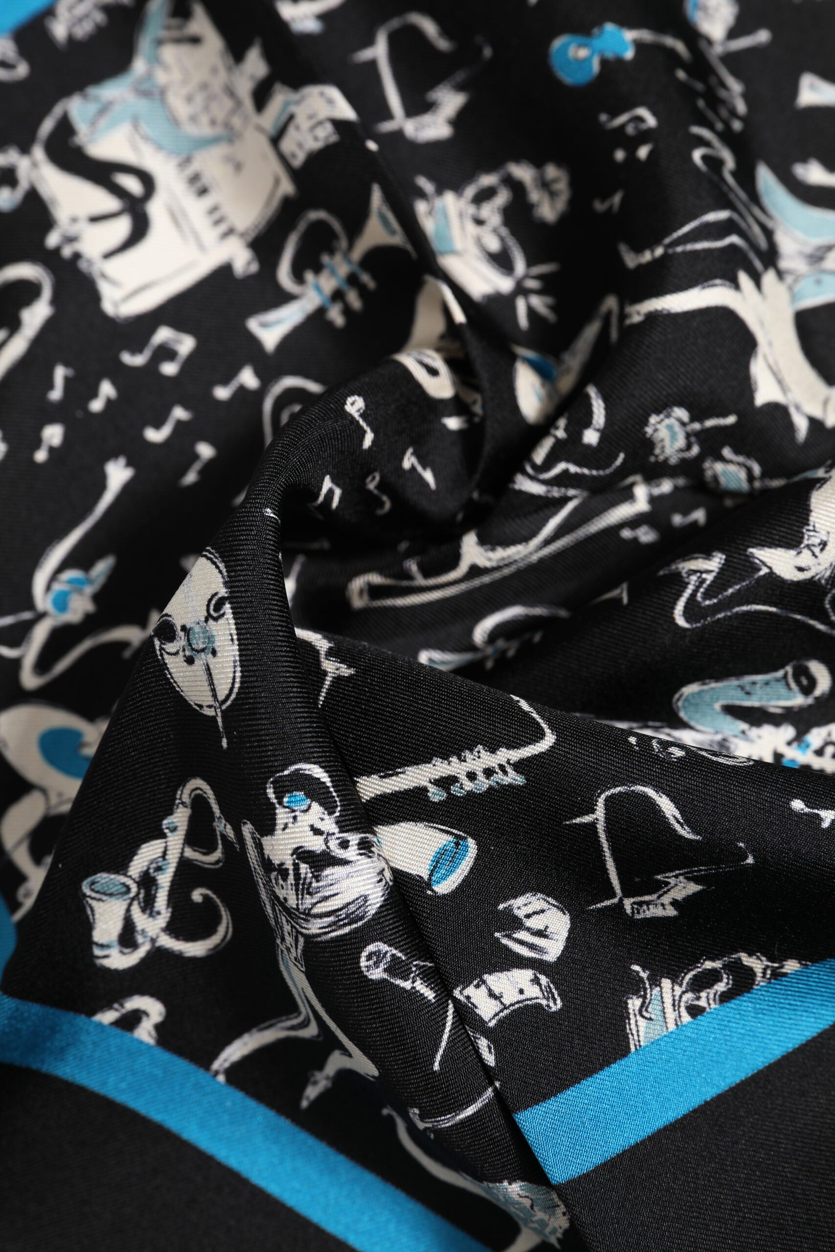 Dolce & Gabbana Black Jazz Club Silk Square Men Foulard Scarf Dolce & Gabbana
