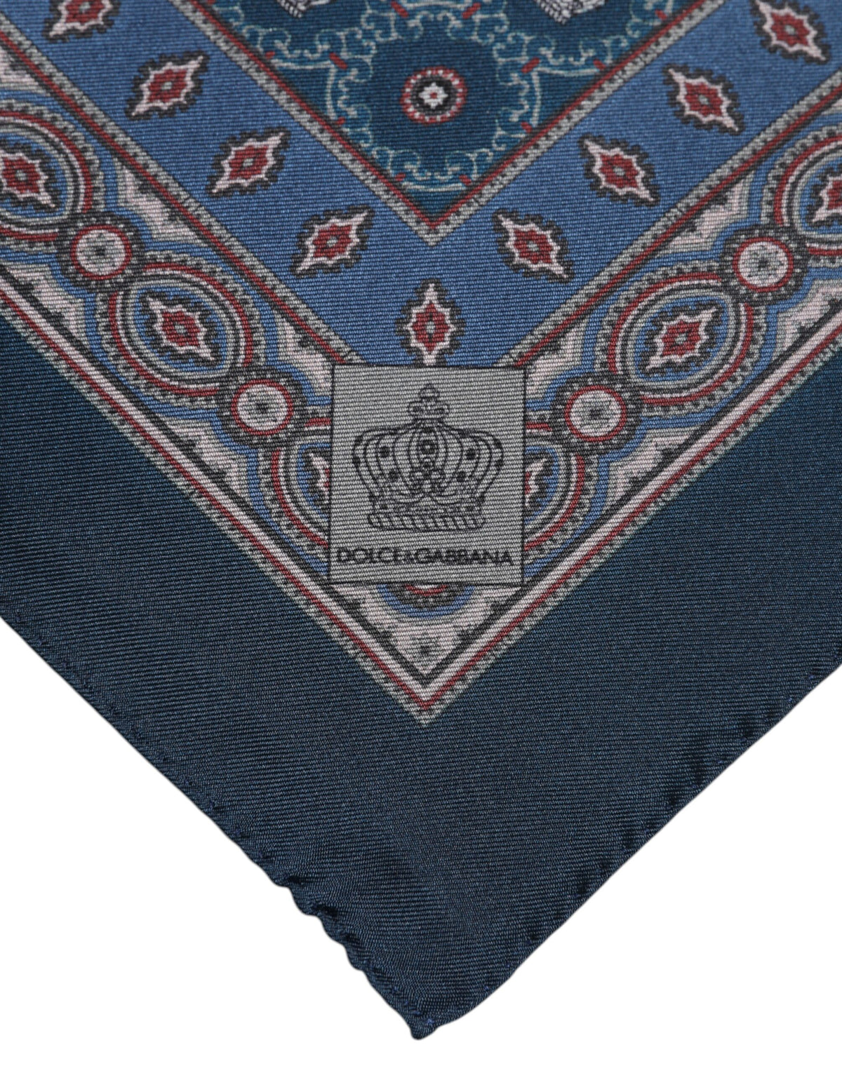 Dolce & Gabbana Blue Printed Silk Square Men Foulard Scarf