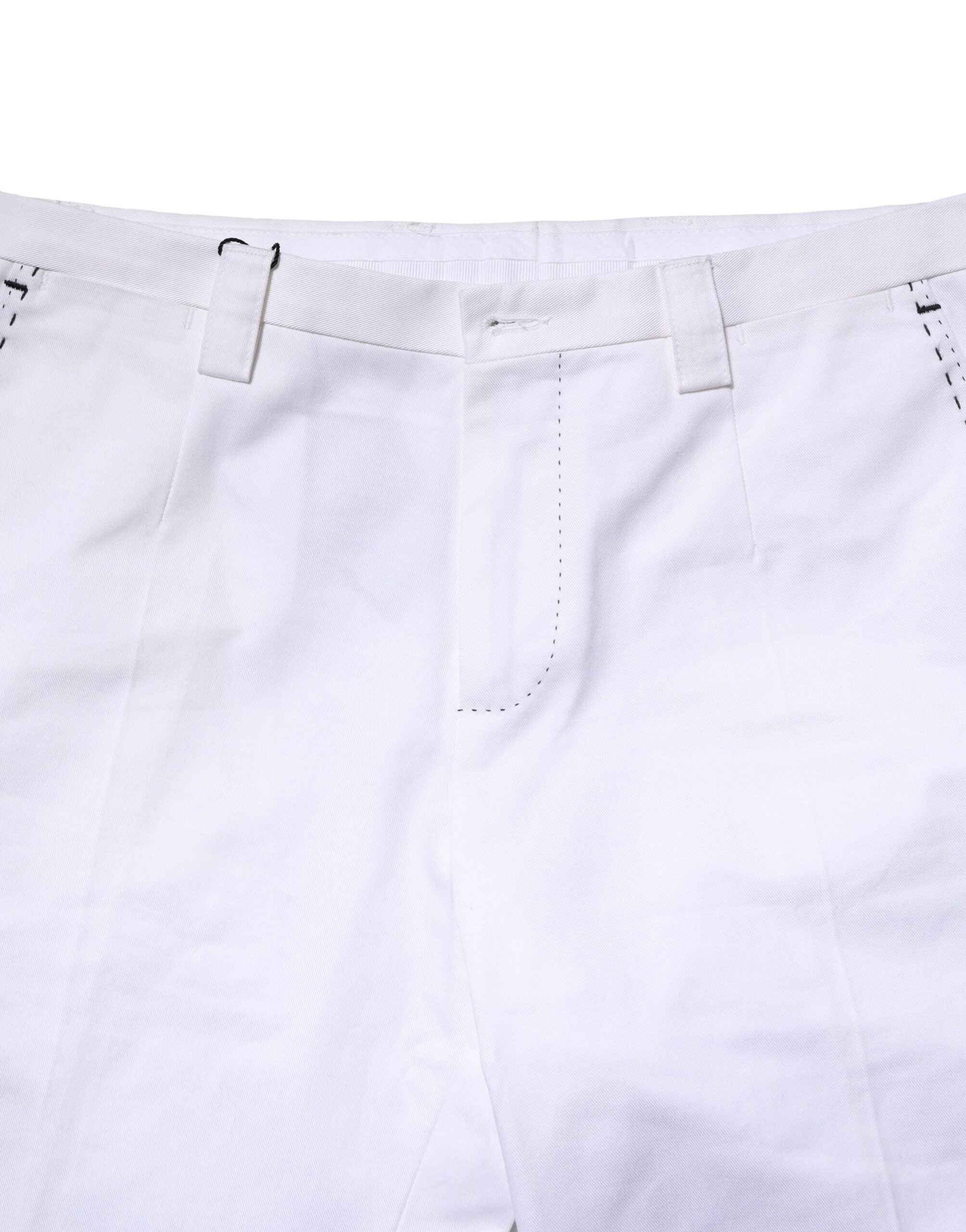 Dolce & Gabbana White Cotton Straight Logo Men Pants Dolce & Gabbana