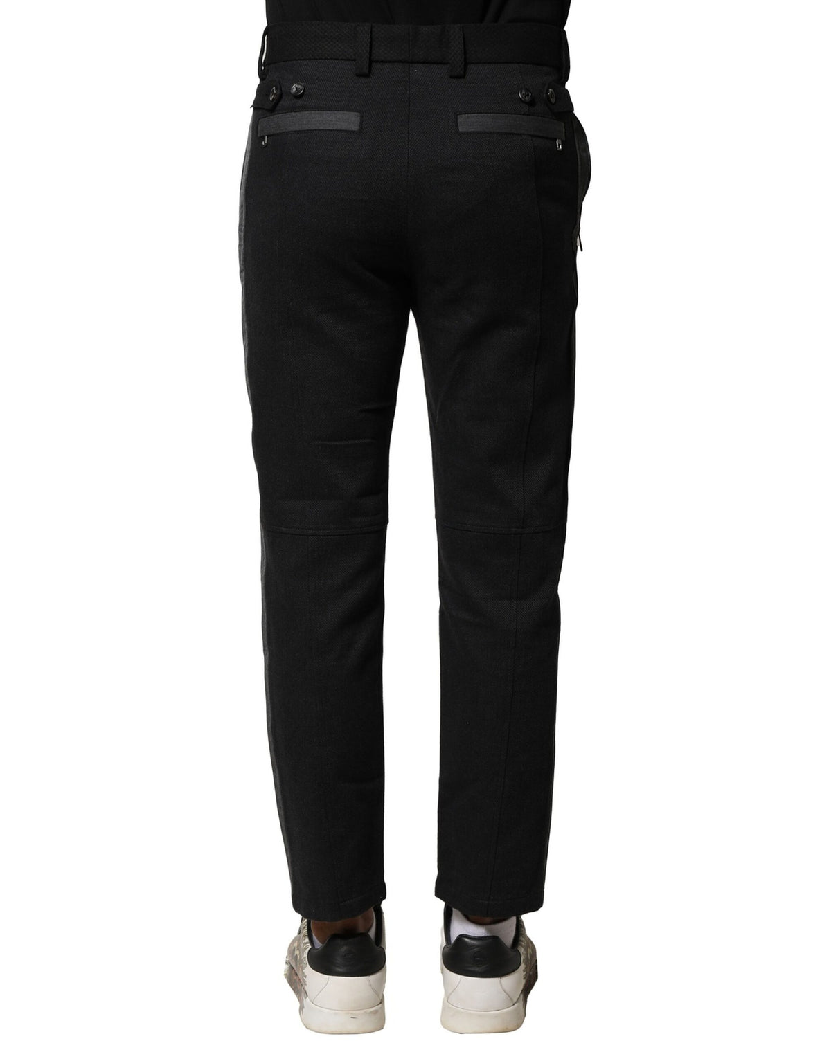 Dolce & Gabbana Black Gray Cotton Tapered Men Pants