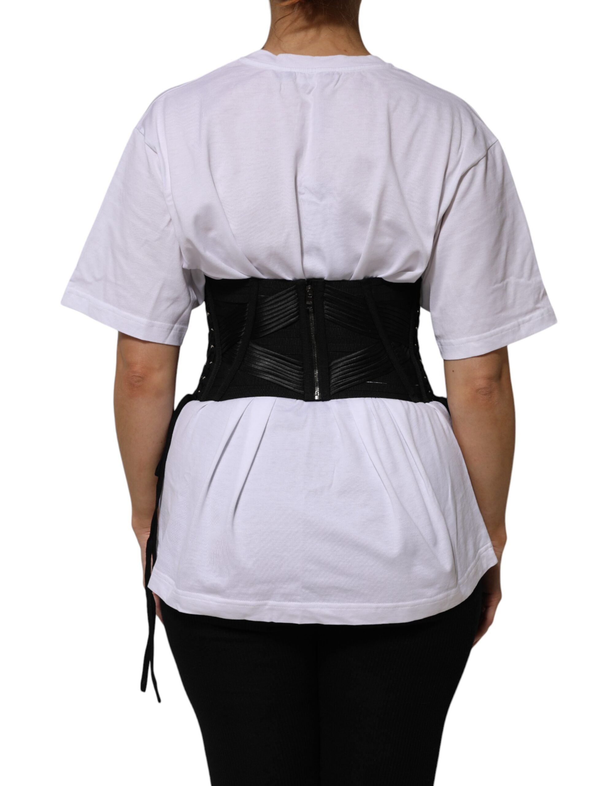 Dolce & Gabbana Black Cotton Waist LaceUp Strap Corset Belt Dolce & Gabbana