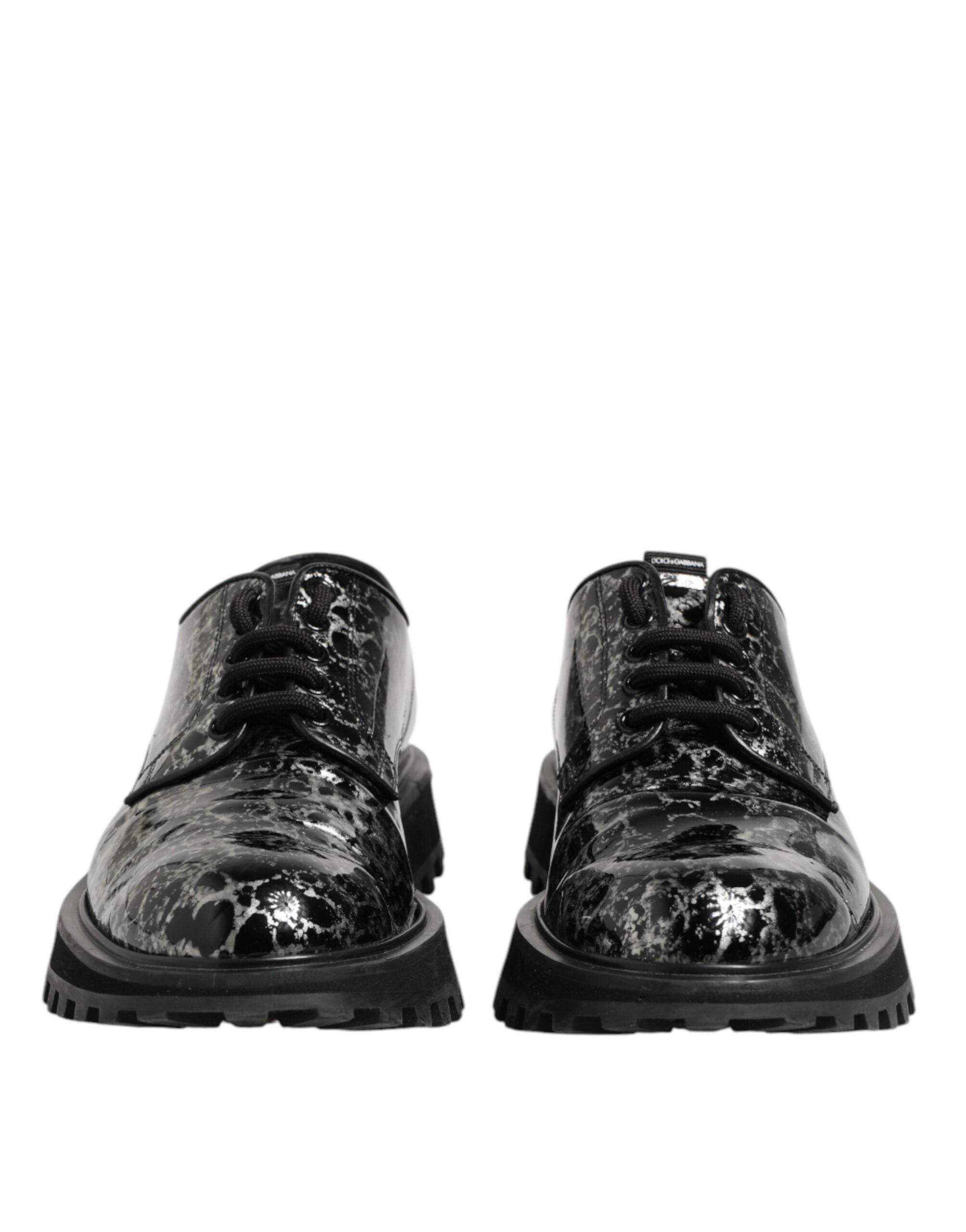 Dolce & Gabbana Black White Calfskin Chunky Derby Shoes Dolce & Gabbana