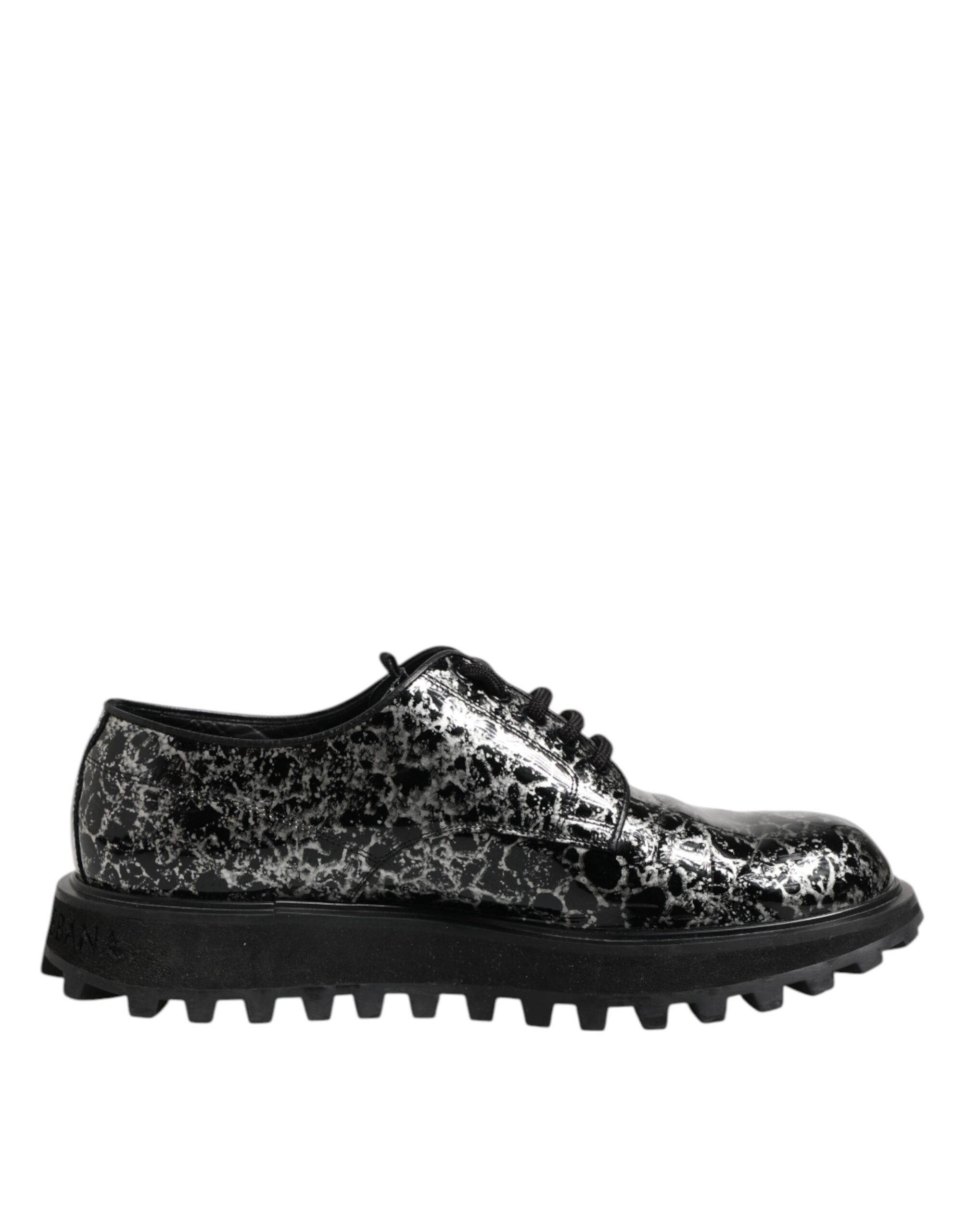 Dolce & Gabbana Black White Calfskin Chunky Derby Shoes Dolce & Gabbana