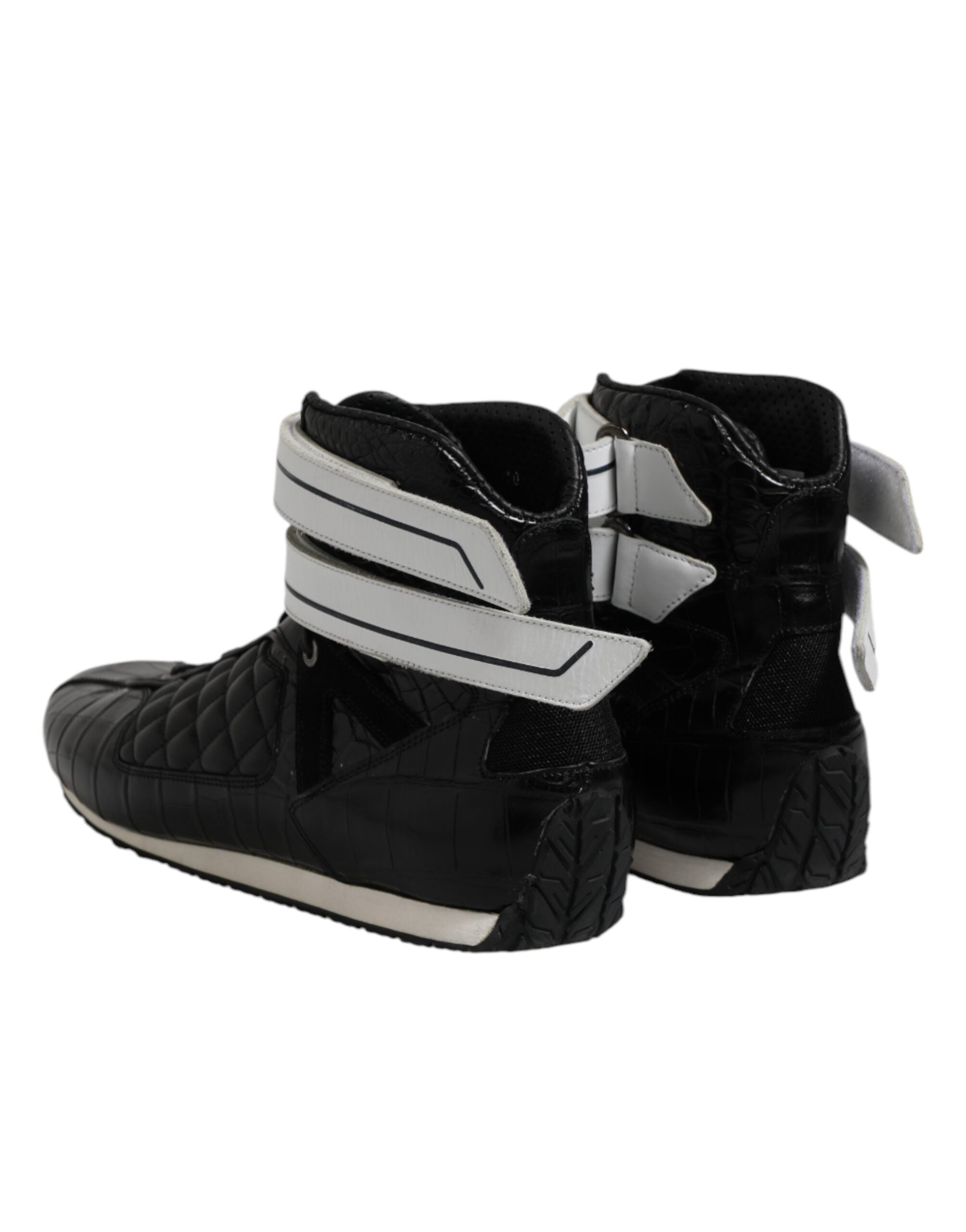 Dolce & Gabbana Black Quilted Leather Lace Up Sneakers Shoes Dolce & Gabbana