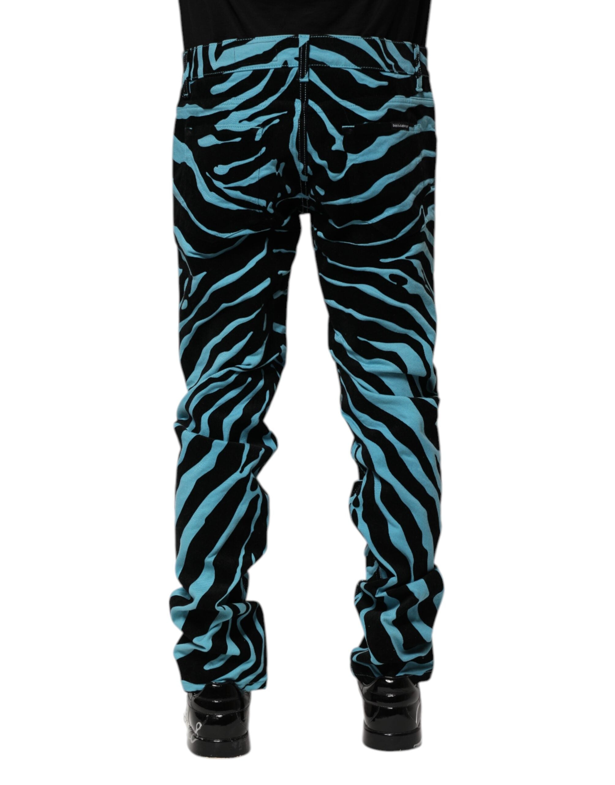 Dolce & Gabbana Blue Black Stripes Skinny Denim Jeans Dolce & Gabbana