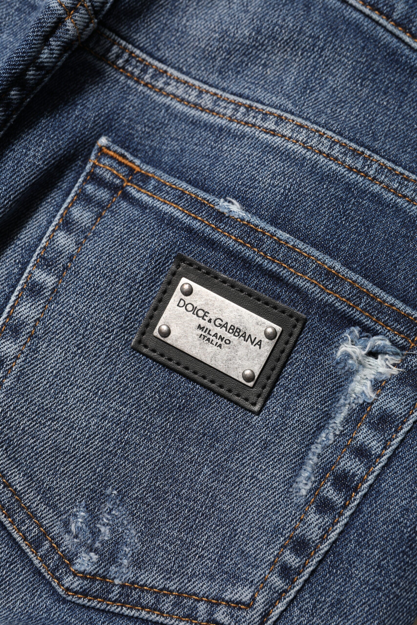 Dolce & Gabbana Blue Washed Cotton High Waisted Denim Jeans Dolce & Gabbana