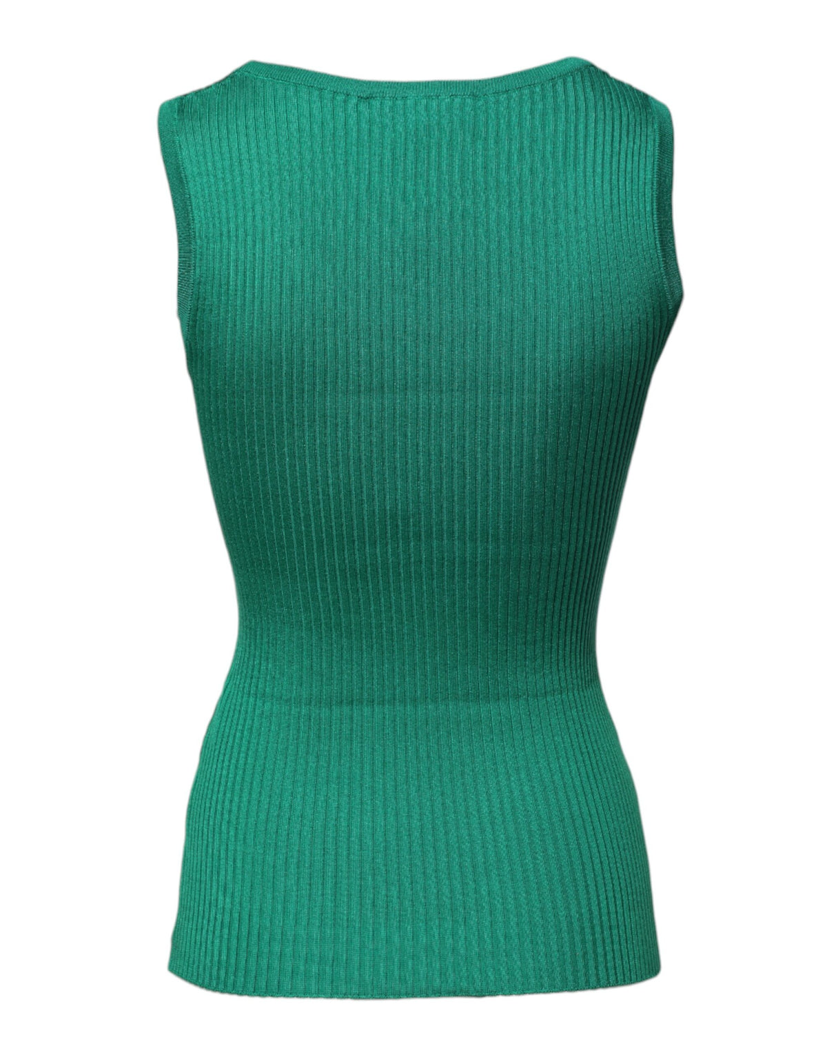 Dolce & Gabbana Green Silk Sleeveless Round Neck Tank Top