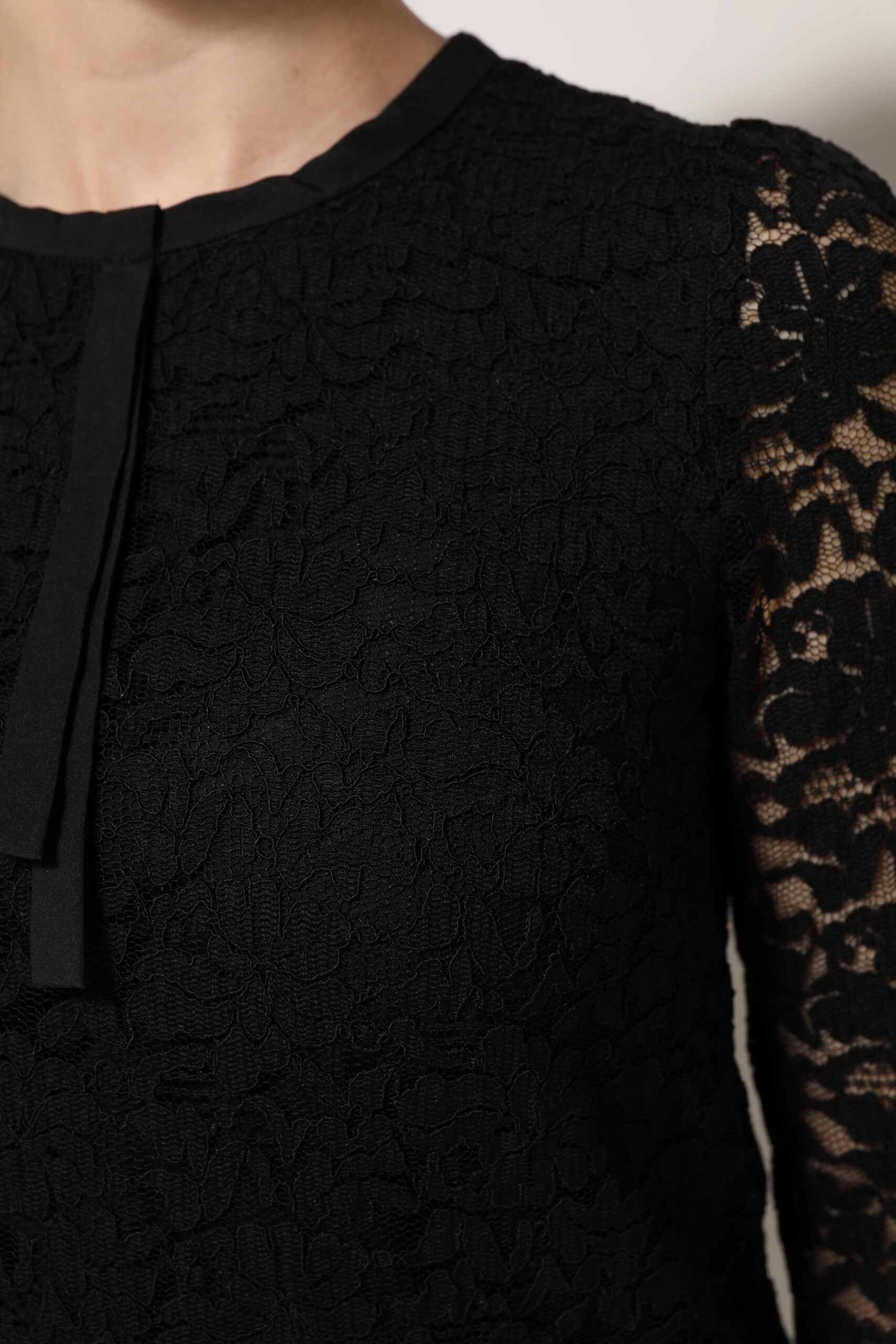 Dolce & Gabbana Black Nylon Lace Long Sleeve Blouse Top Dolce & Gabbana