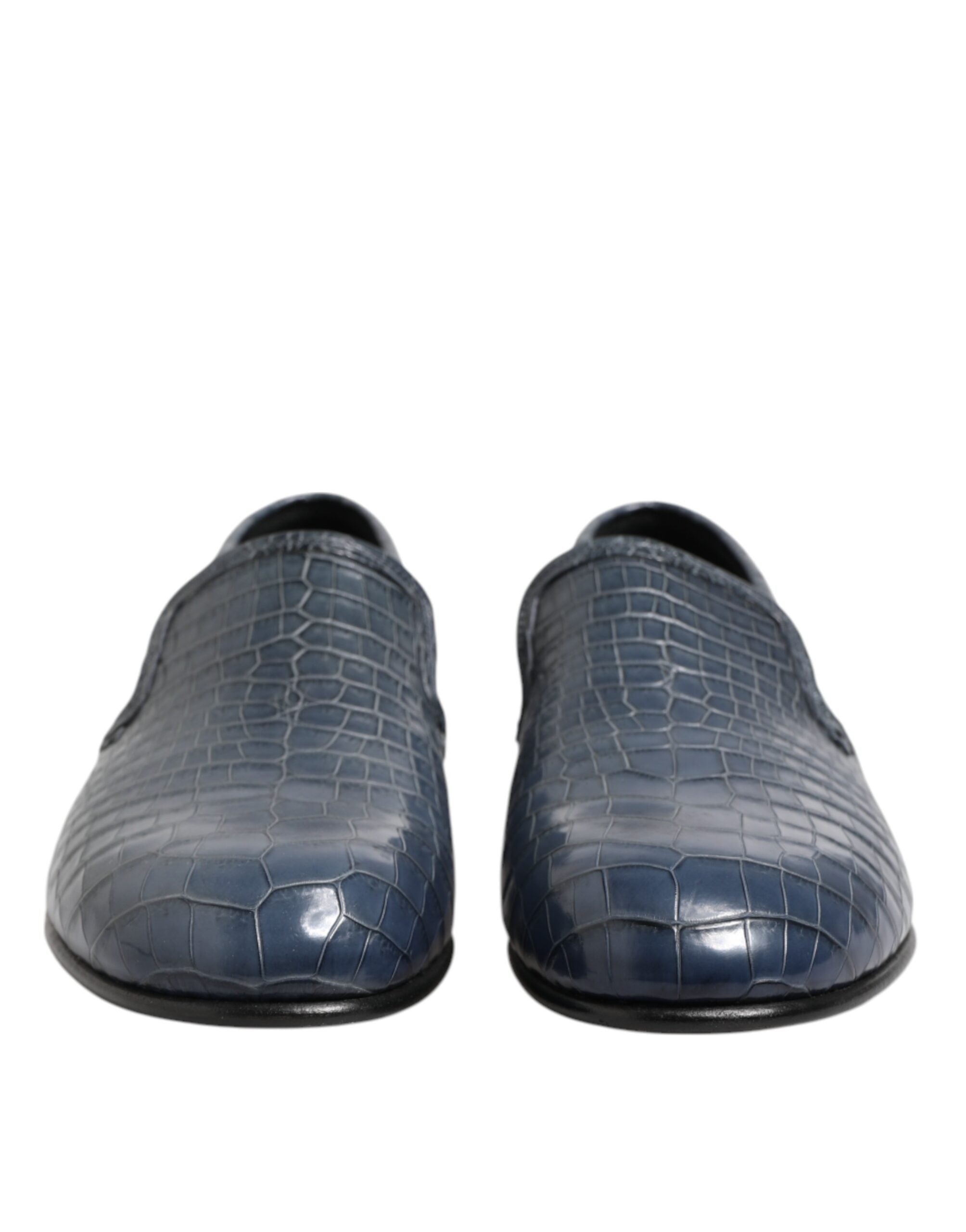 Dolce & Gabbana Blue Exotic Leather Slip On Loafers Men Dress Shoes Dolce & Gabbana