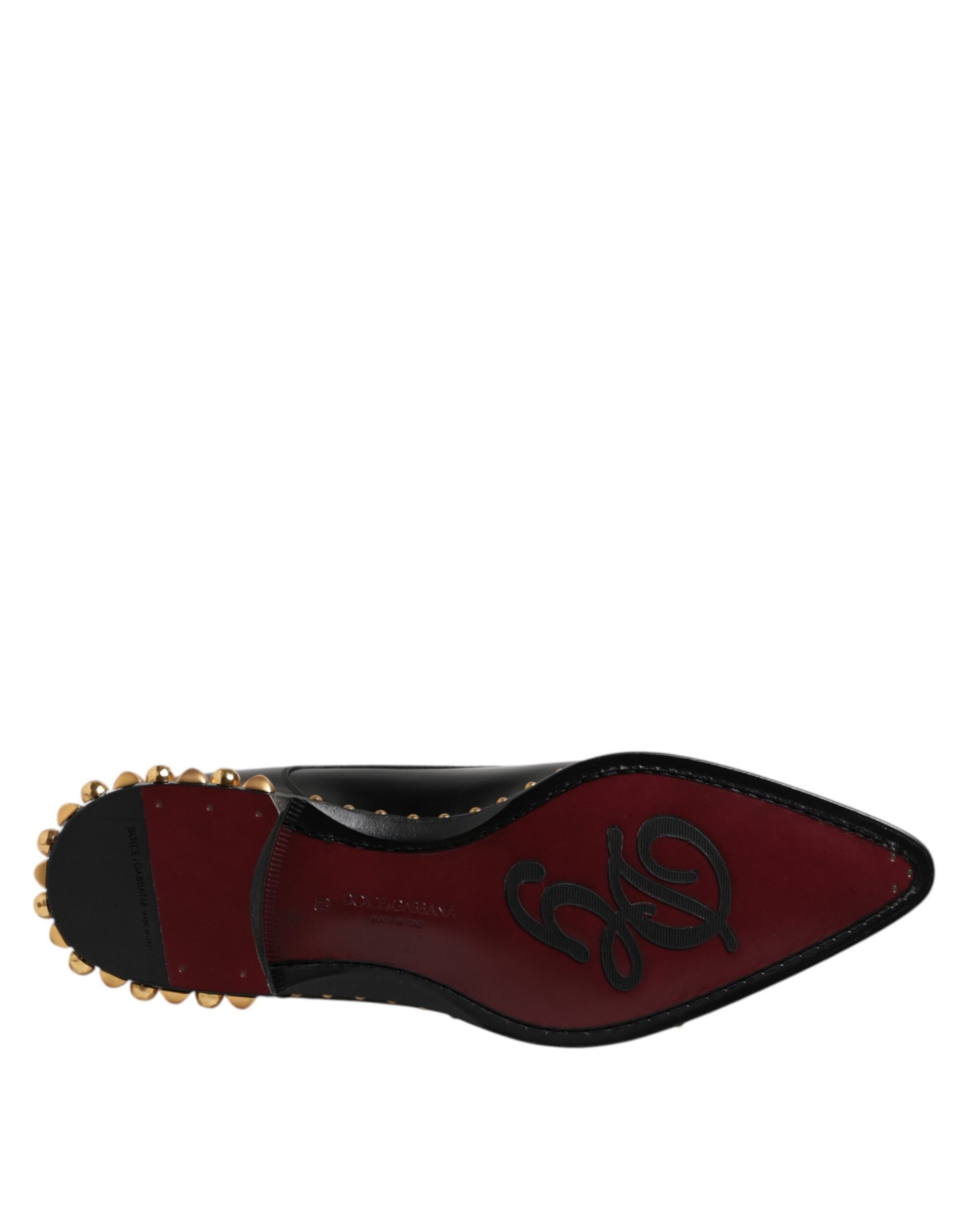 Dolce & Gabbana Black Leather Studded Derby Men Dress Shoes Dolce & Gabbana