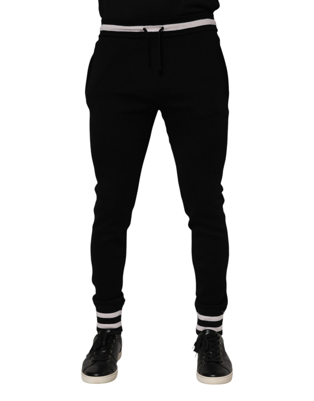 Dolce & Gabbana Black Cotton Men Jogger Sweatpants Pants