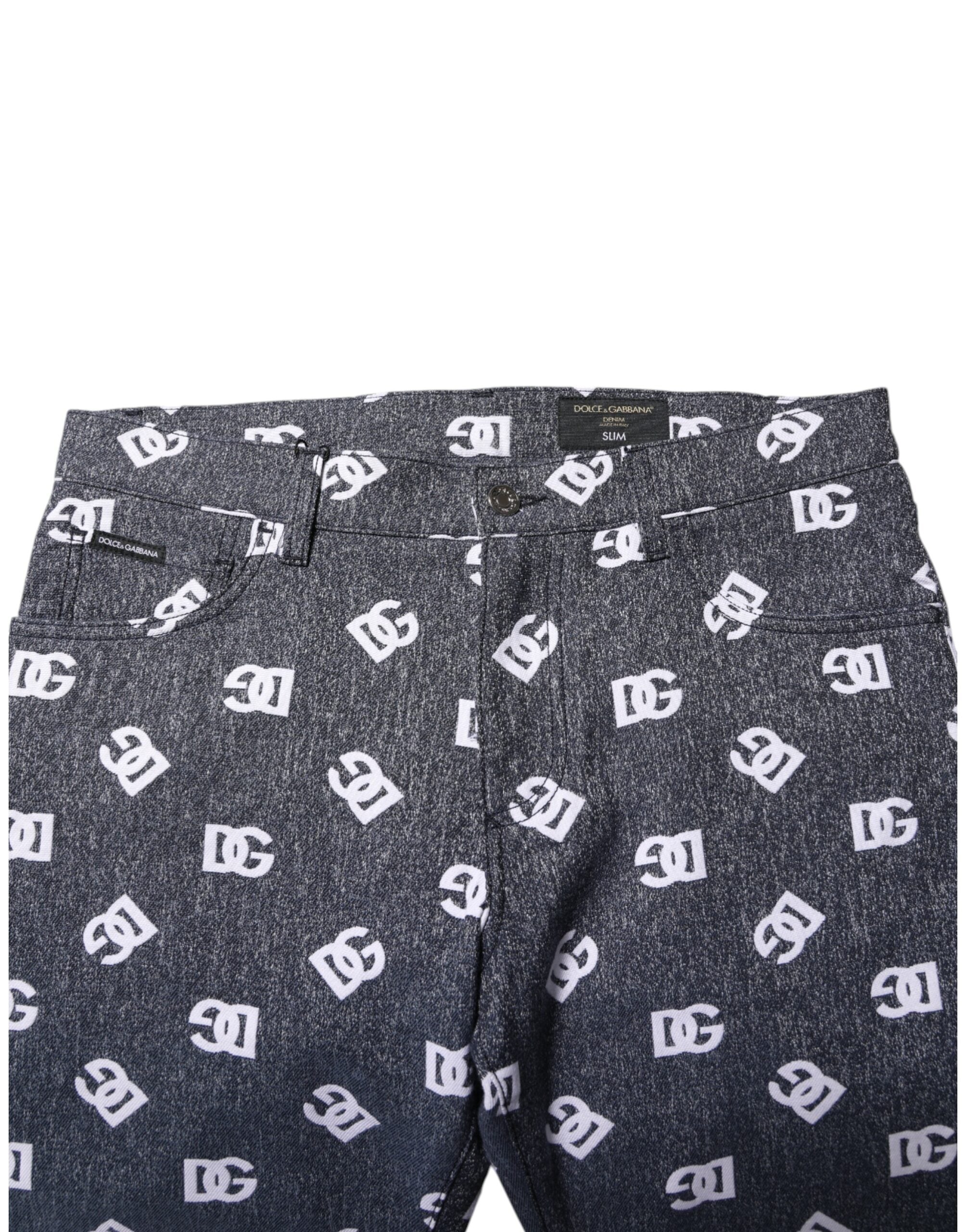 Dolce & Gabbana Dark Gray Logo Cotton Skinny Slim Denim Jeans Dolce & Gabbana