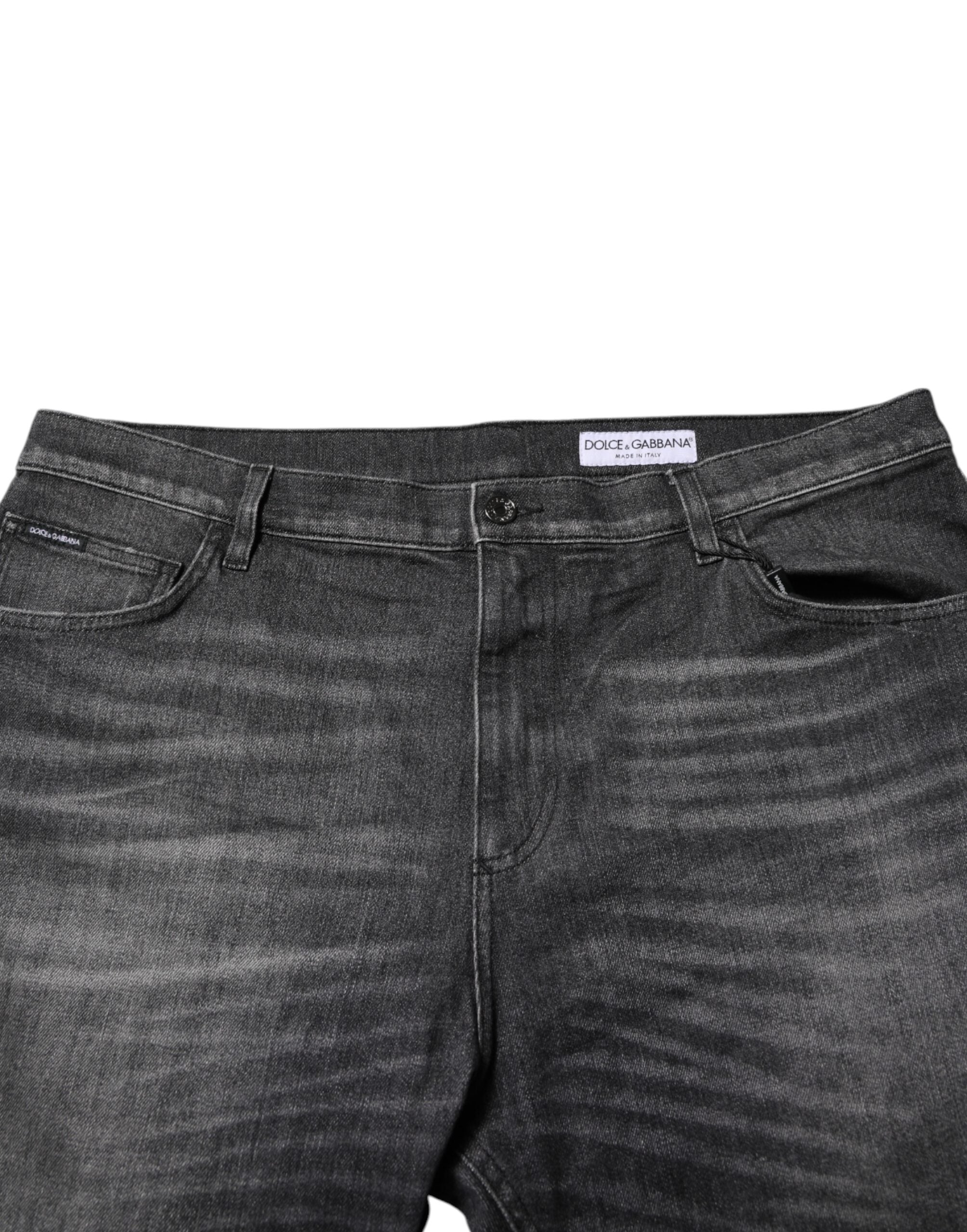 Dolce & Gabbana Gray Washed Cotton Loose Denim Jeans Dolce & Gabbana