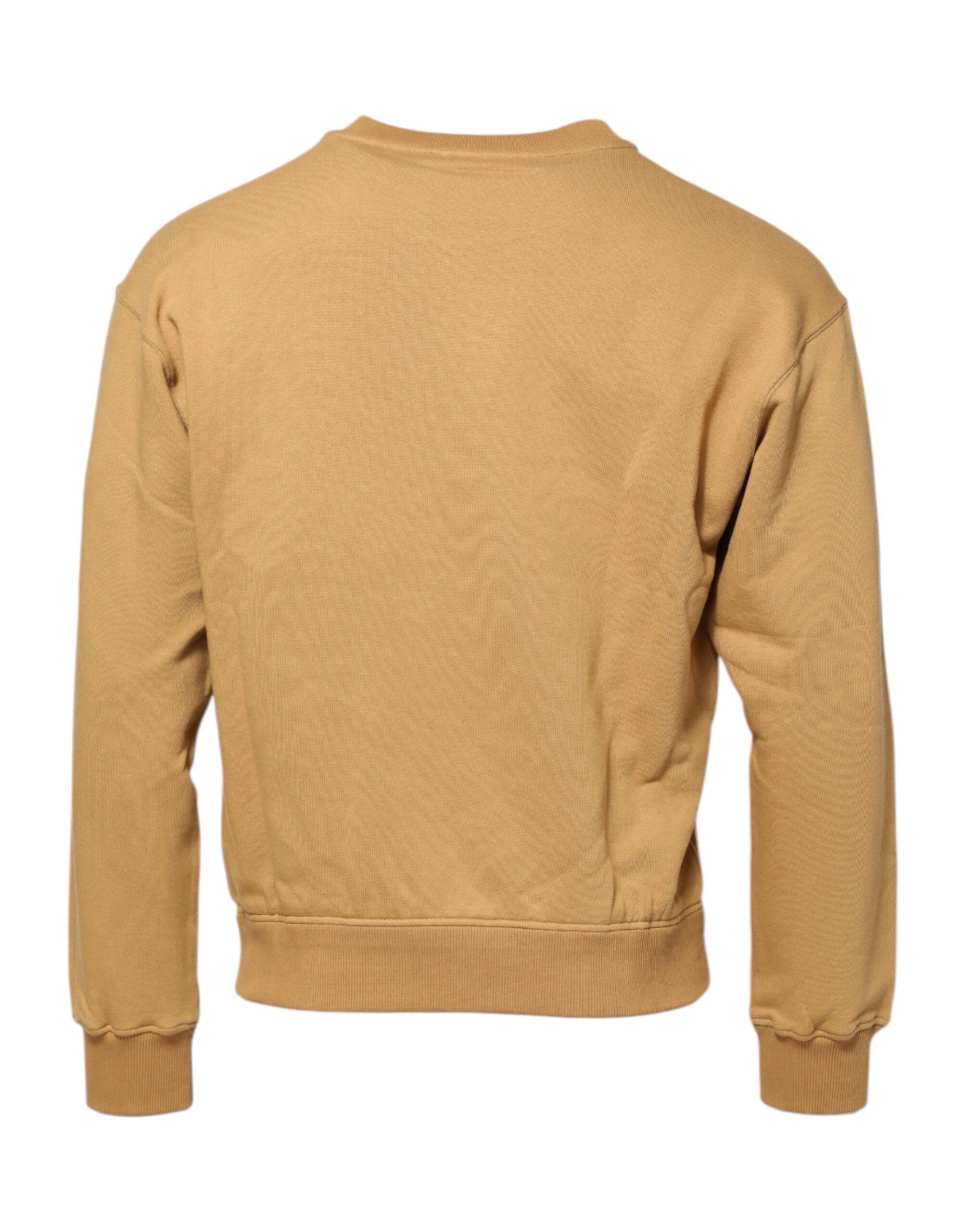 Dolce & Gabbana Mustard Cotton DG Embossed Pullover Sweater Dolce & Gabbana