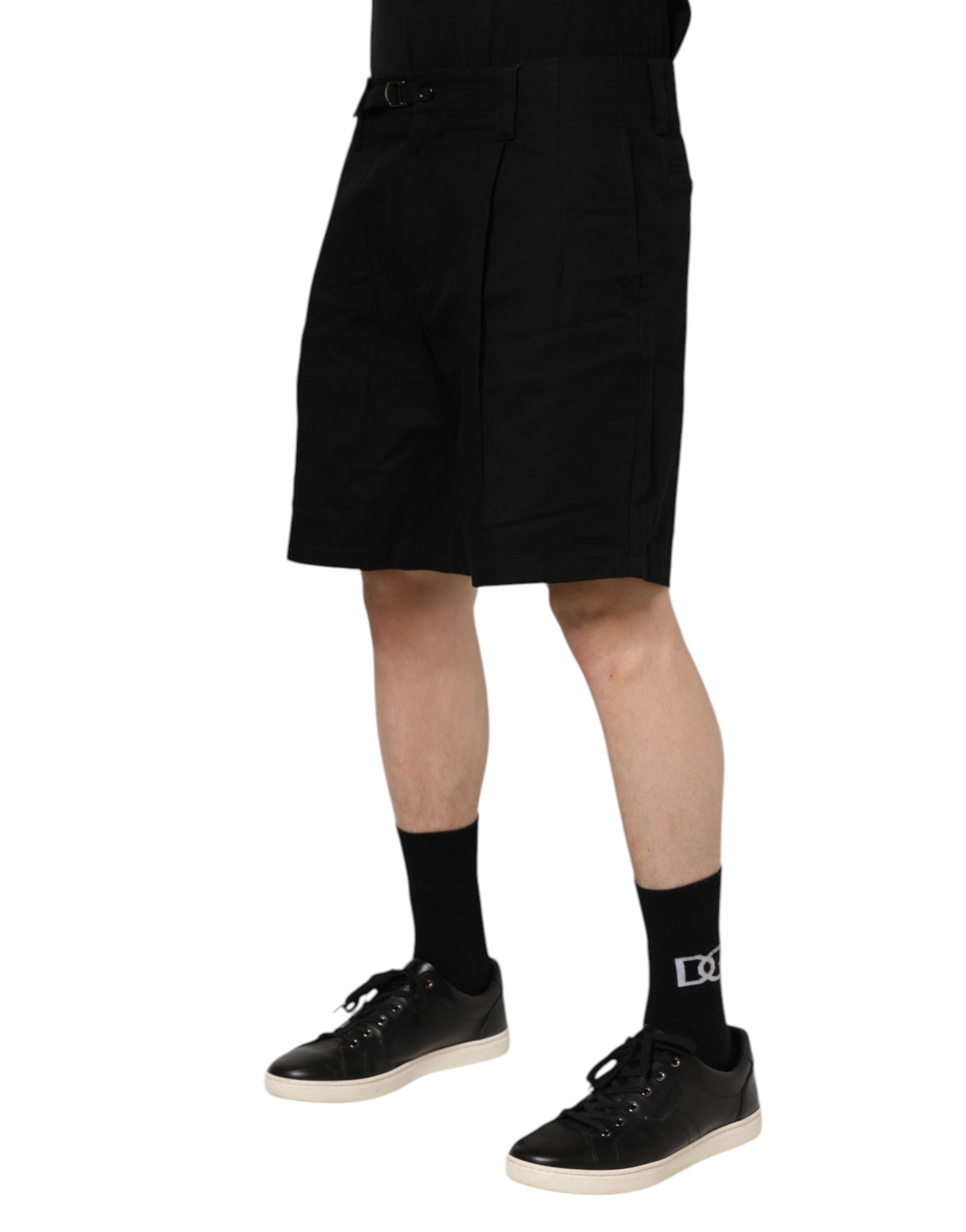 Dolce & Gabbana Black Cotton Knee Length Men Bermuda Shorts Dolce & Gabbana