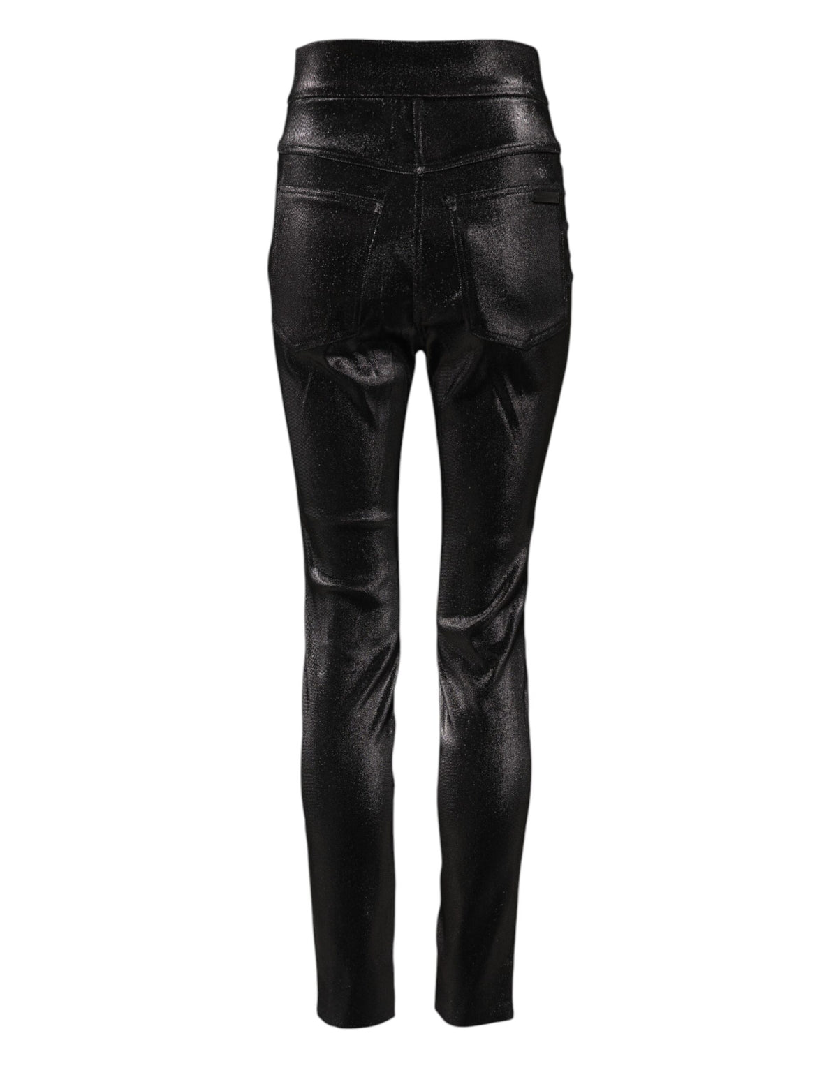 Dolce & Gabbana Black Cotton Stretch Silver Lurex Thread Pants