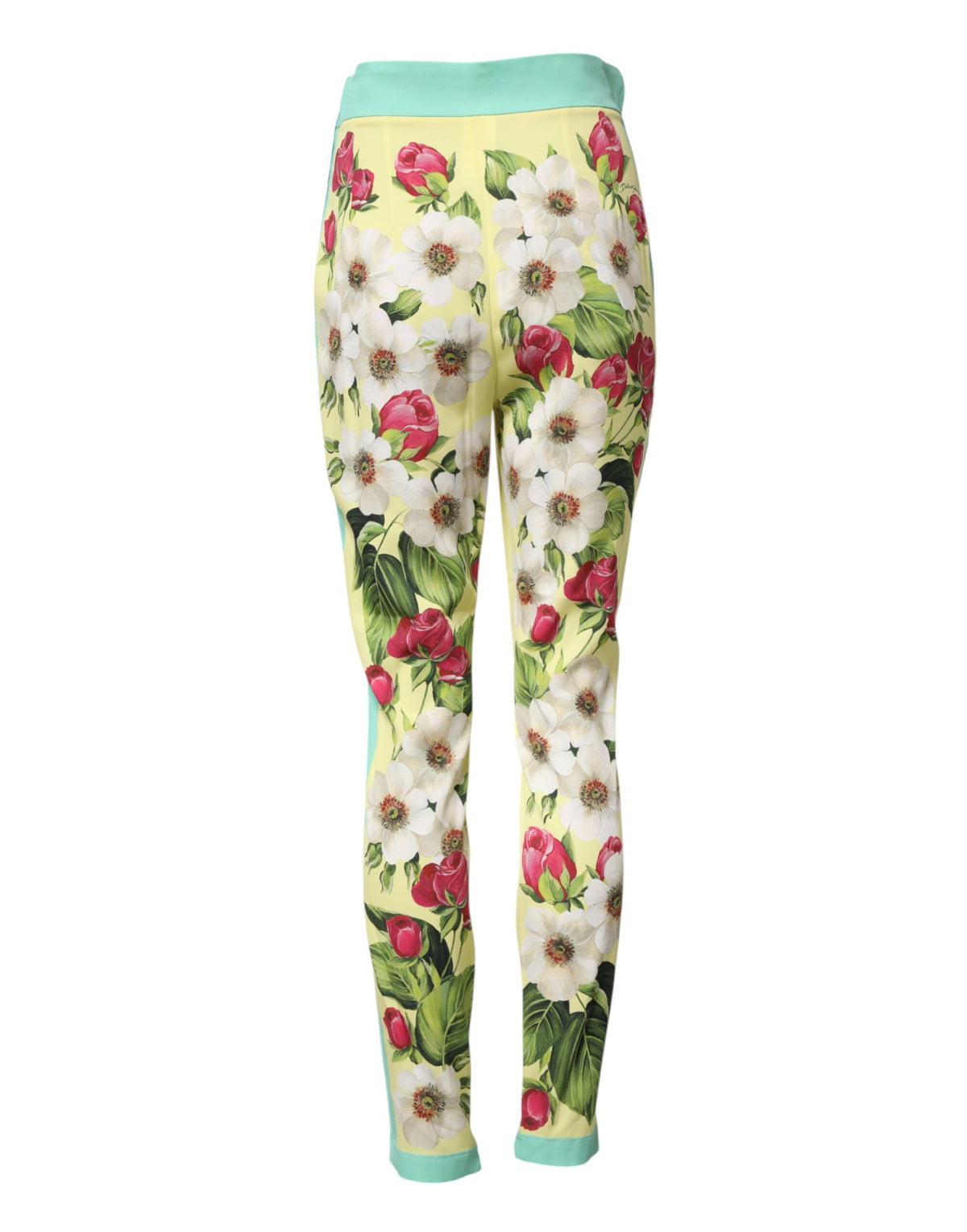 Dolce & Gabbana Yellow Silk Floral Leggings Pants