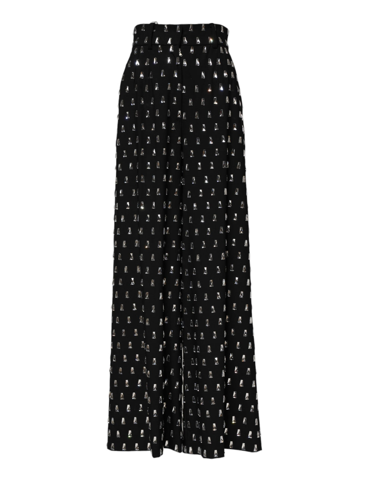 Dolce & Gabbana Black Crystal Embellished Wide Leg Pants