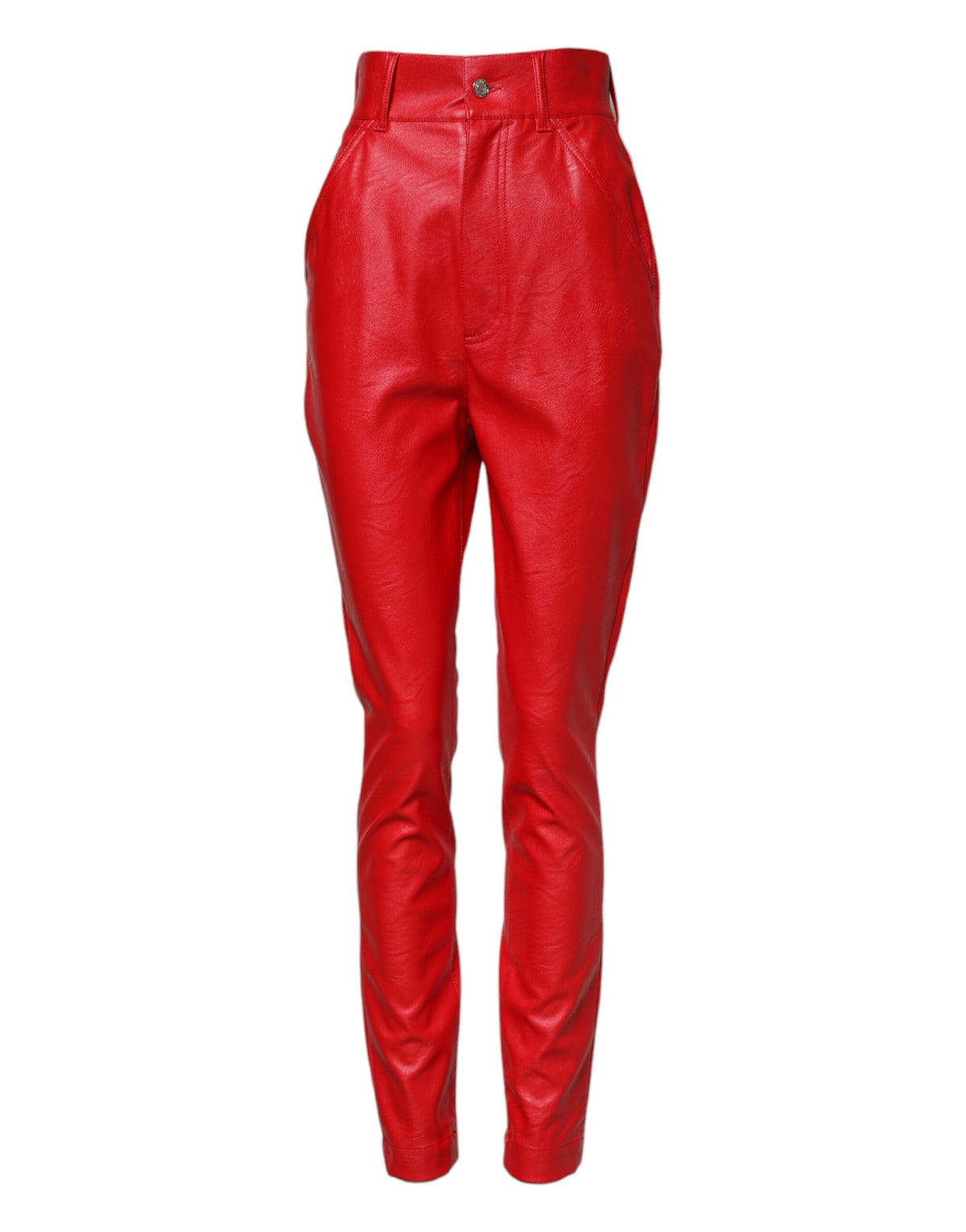 Dolce & Gabbana Red Viscose High Waist Tapered Trouser Pants