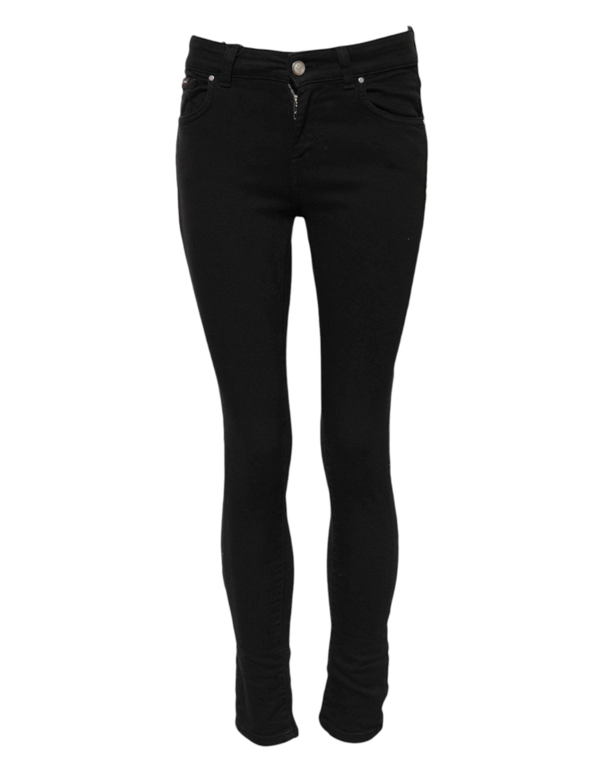 Dolce & Gabbana Black Cotton Skinny Mid Waist Denim Jeans Dolce & Gabbana