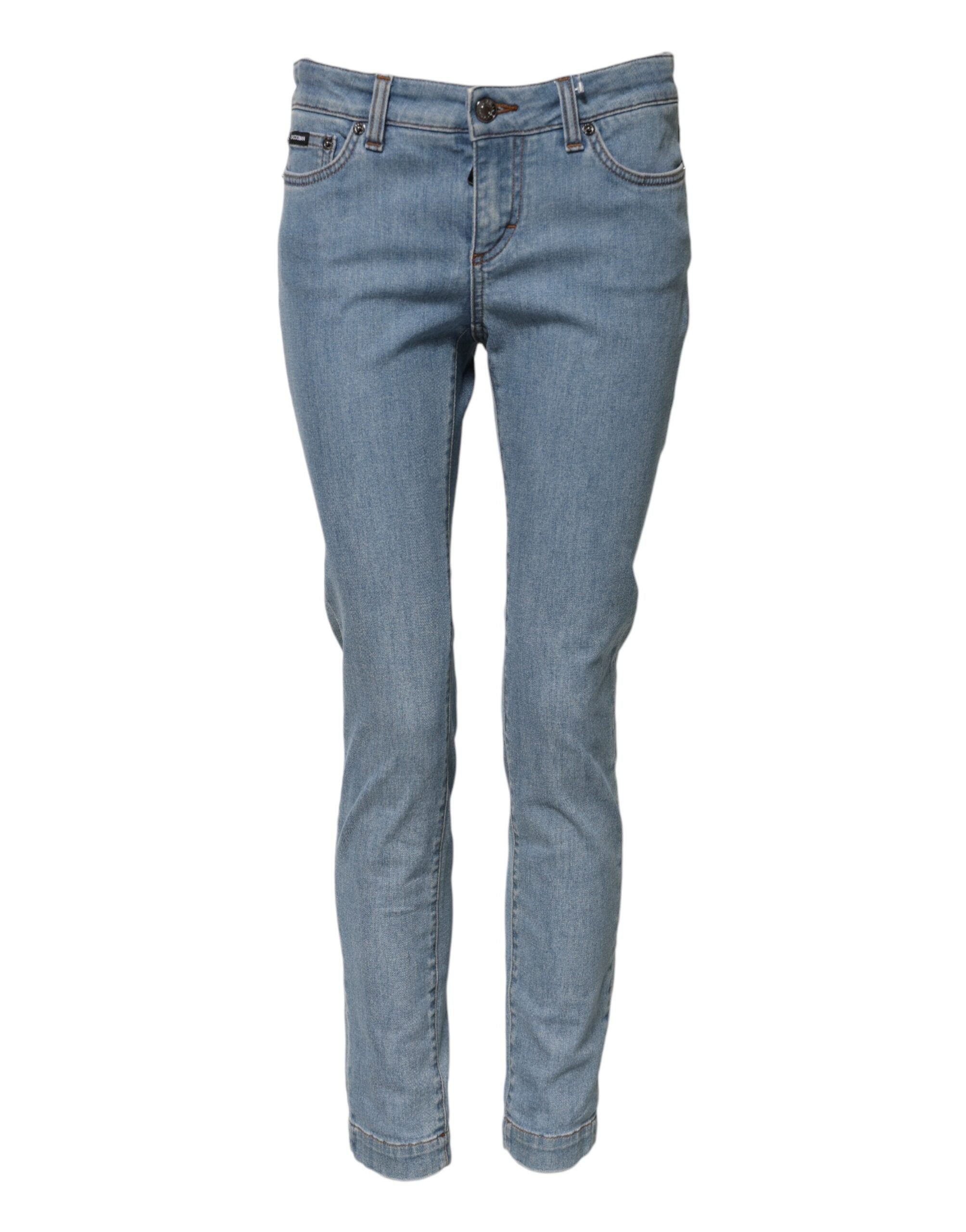 Dolce & Gabbana Blue Cotton PRETTY MidWaist Skinny Denim Jeans Dolce & Gabbana