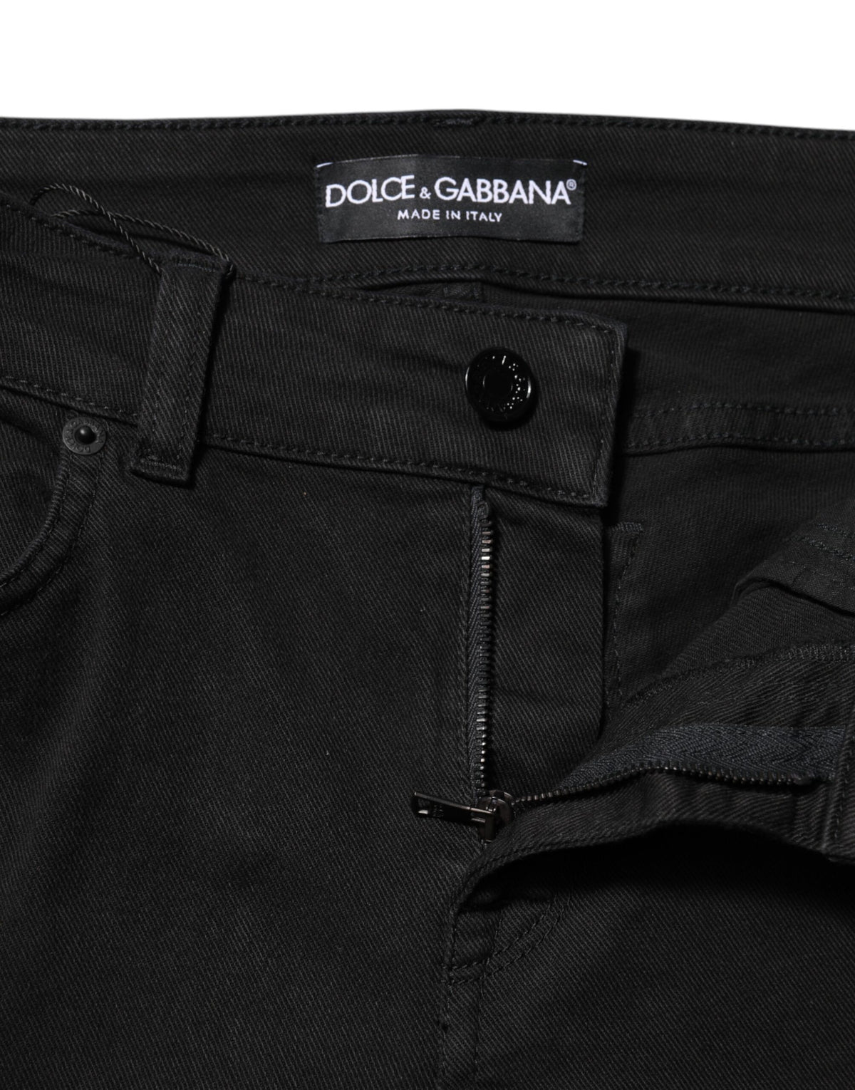 Dolce & Gabbana Black Cotton Skinny Mid Waist Denim Jeans