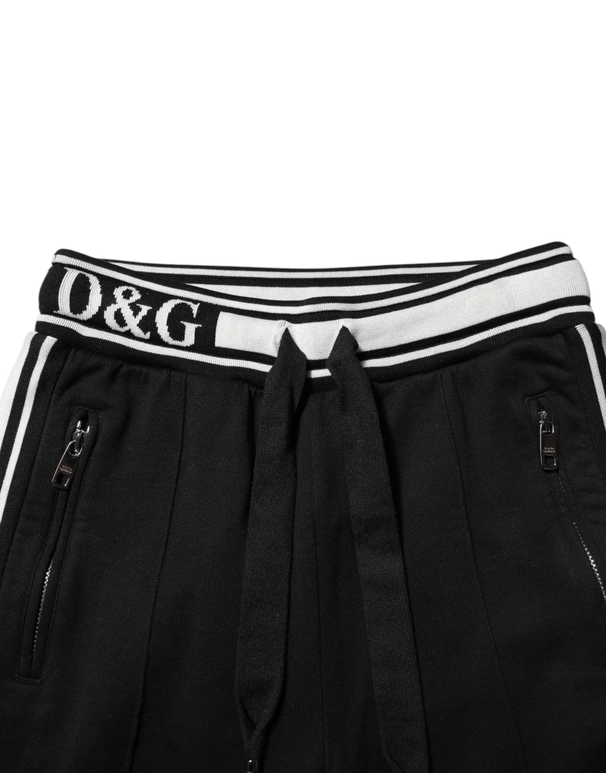 Dolce & Gabbana Black Cotton Jogger Logo Waist Pants Dolce & Gabbana