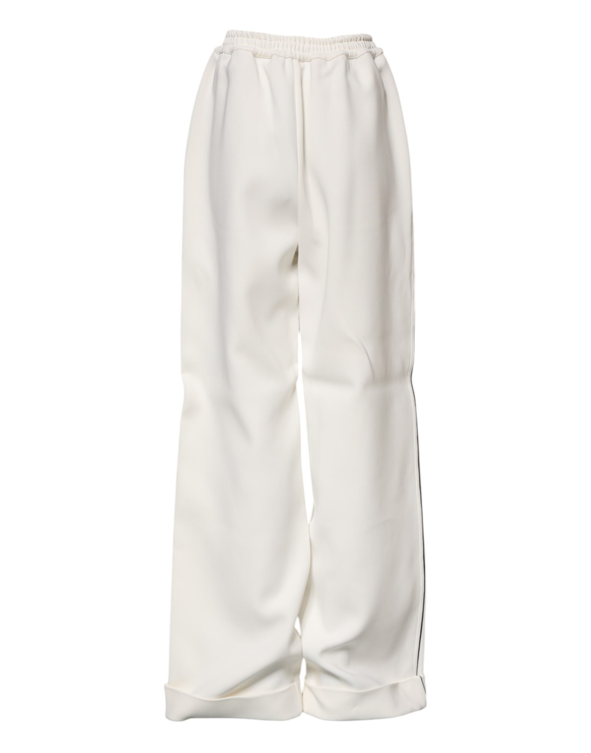 Dolce & Gabbana White Viscose Wide Leg Pull On Pants Dolce & Gabbana
