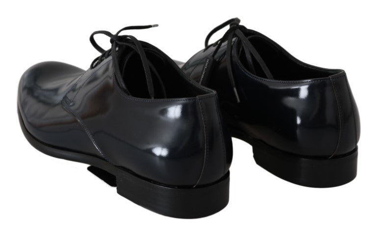 Dolce & Gabbana Blue Leather Polished Dress Derby Shoes Dolce & Gabbana