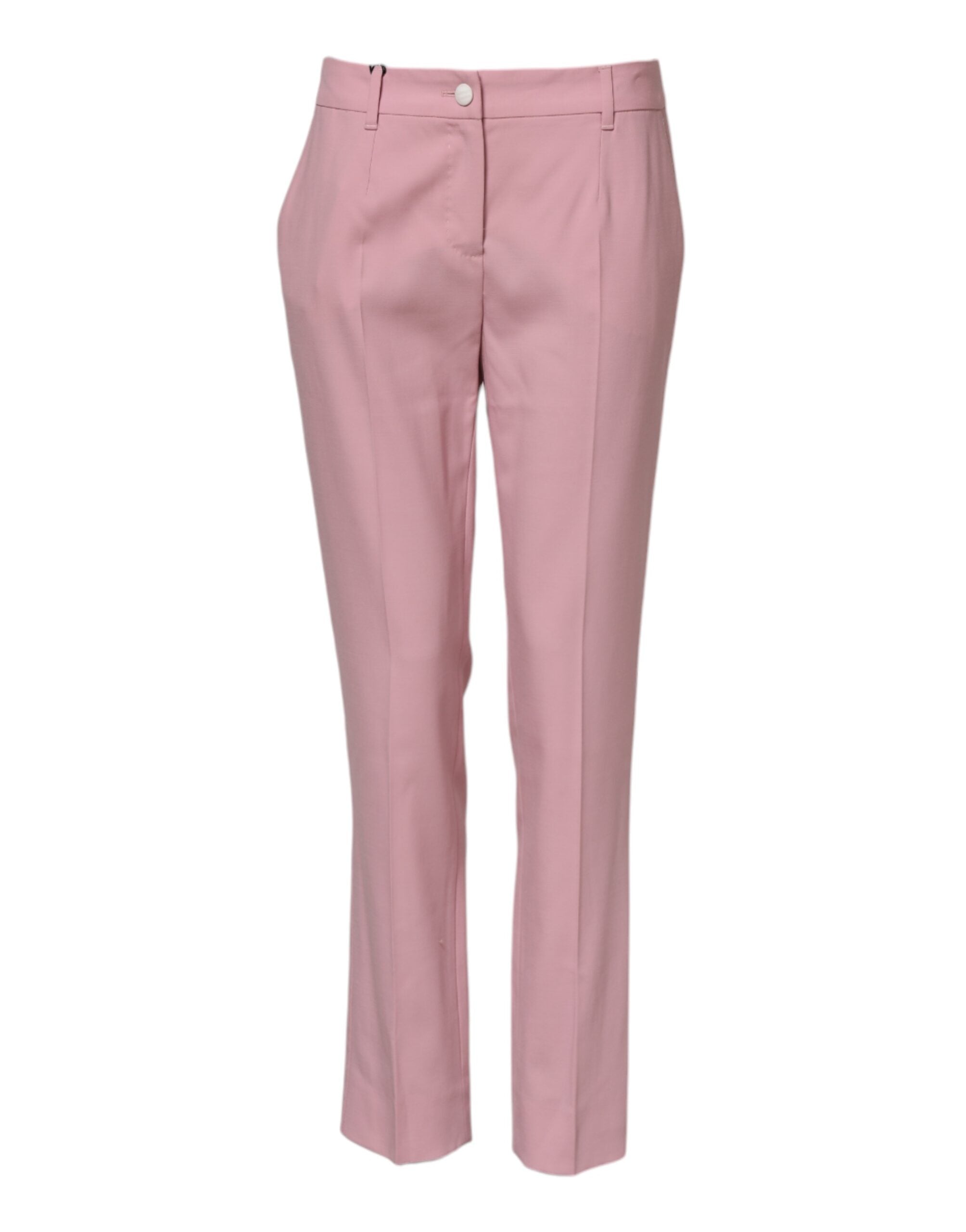 Dolce & Gabbana Pink Wool Mid Waist Tapered Pants Dolce & Gabbana