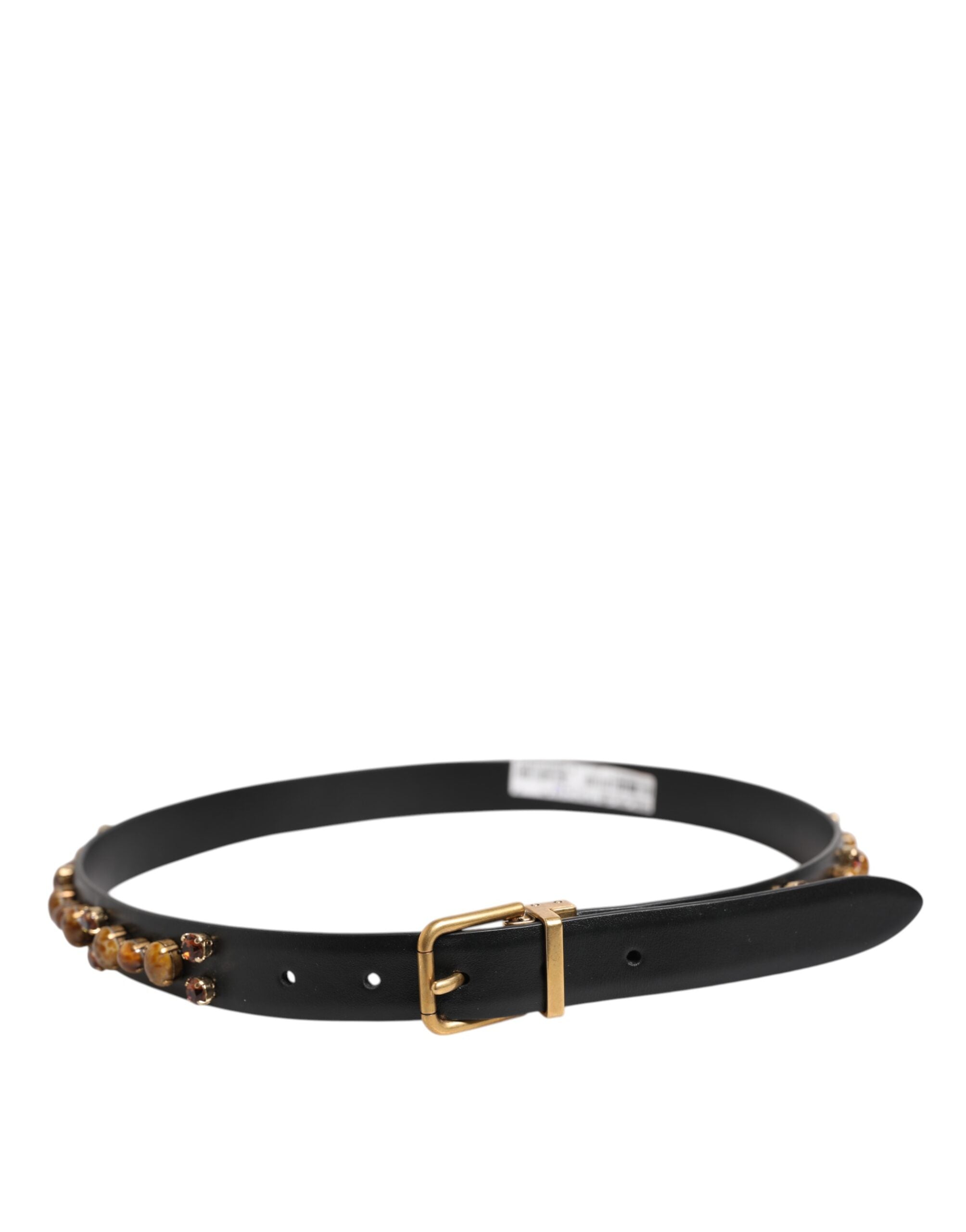 Dolce & Gabbana Black Leather Studded Gold Tone Buckle Belt Dolce & Gabbana