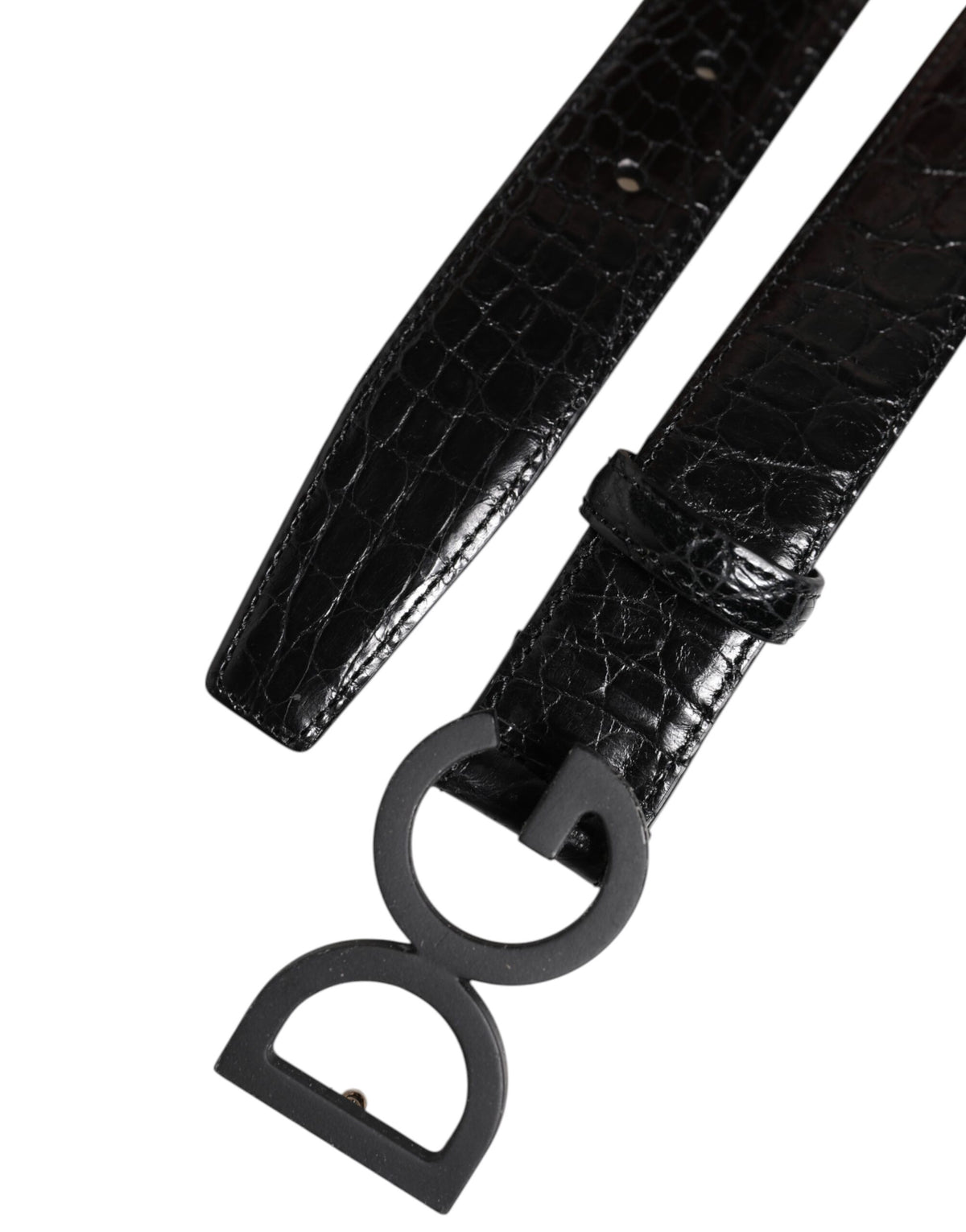 Dolce & Gabbana Black Leather Classic Metal DG Buckle Belt